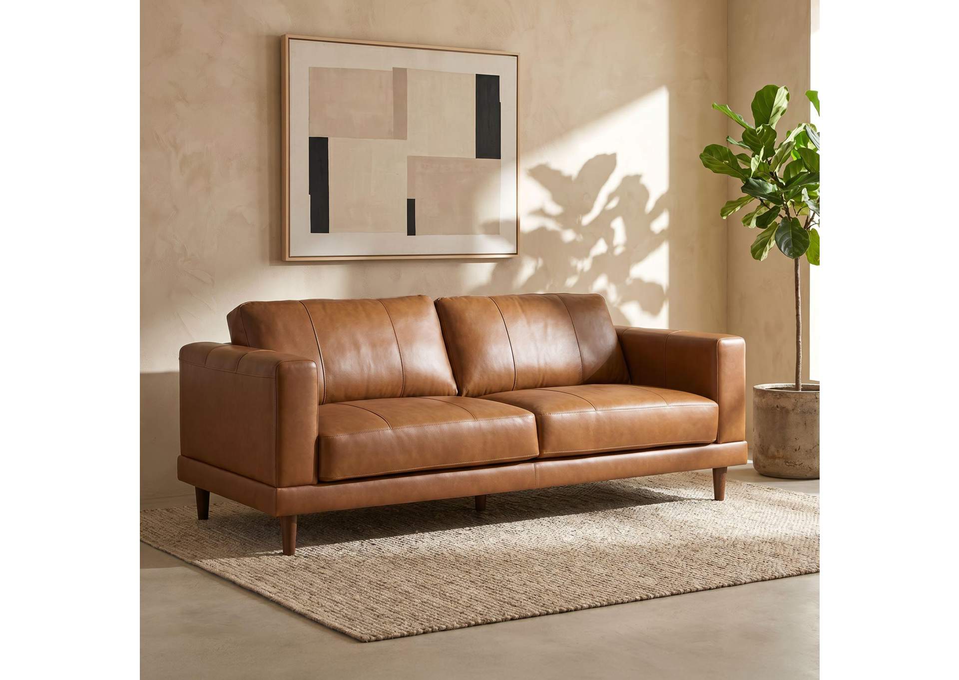 Hampton Sofa In Fiero Tan Top Grain - Pvc image 1
