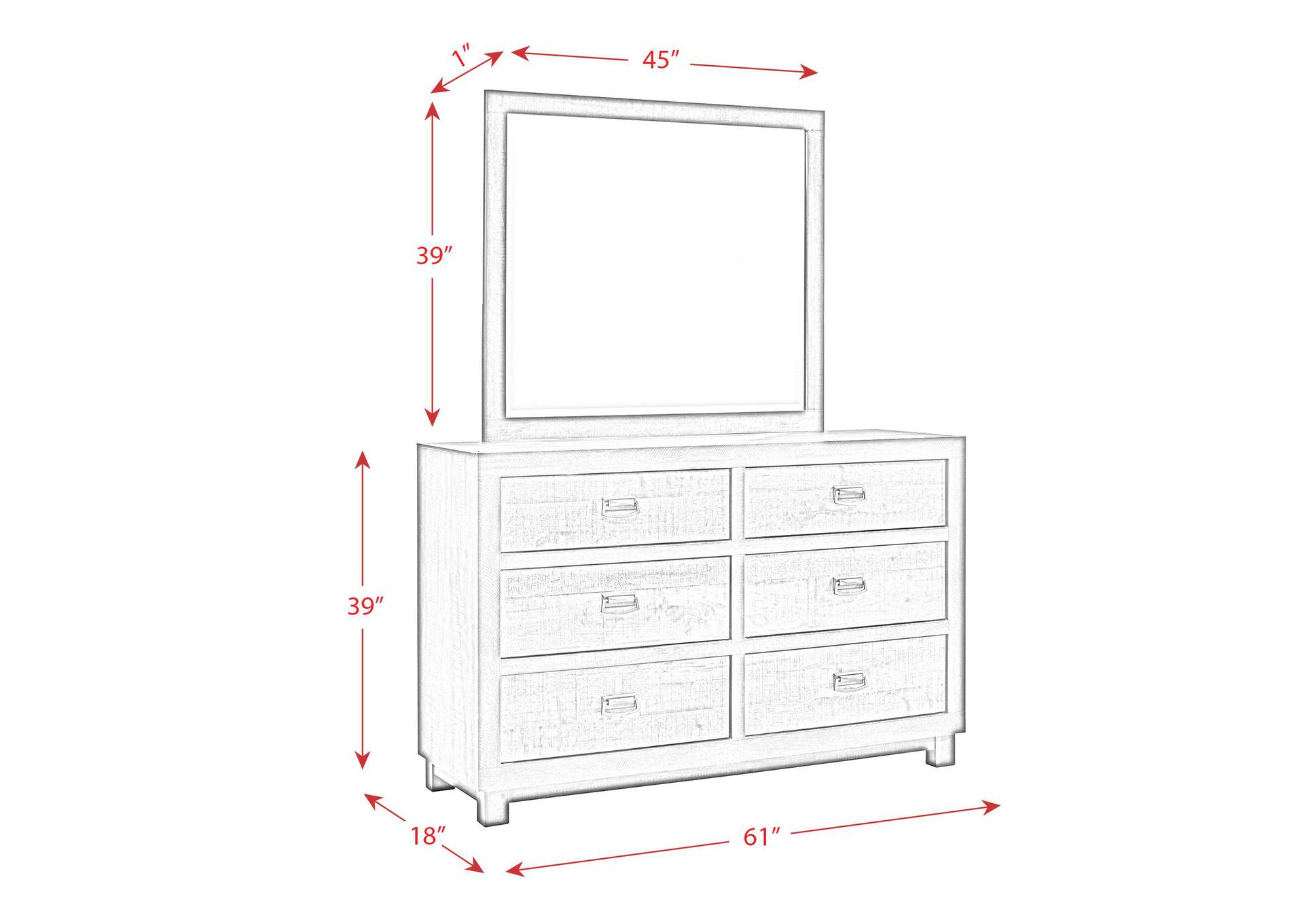 Harlington 6 - Drawer Dresser With Mirror Set image 10