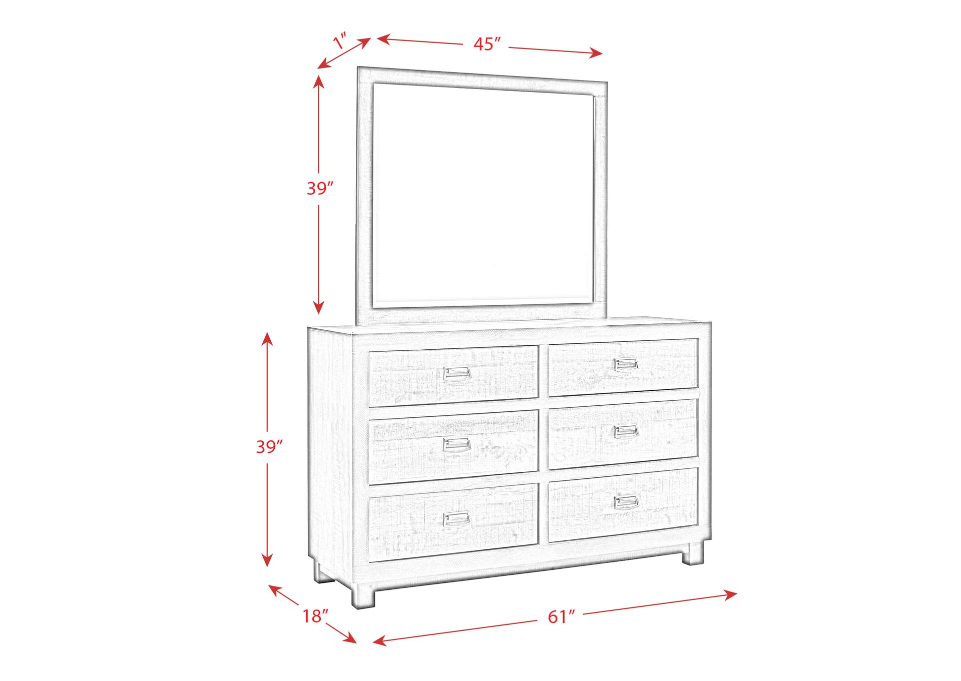 Harlington 6 - Drawer Dresser With Mirror Set image 11