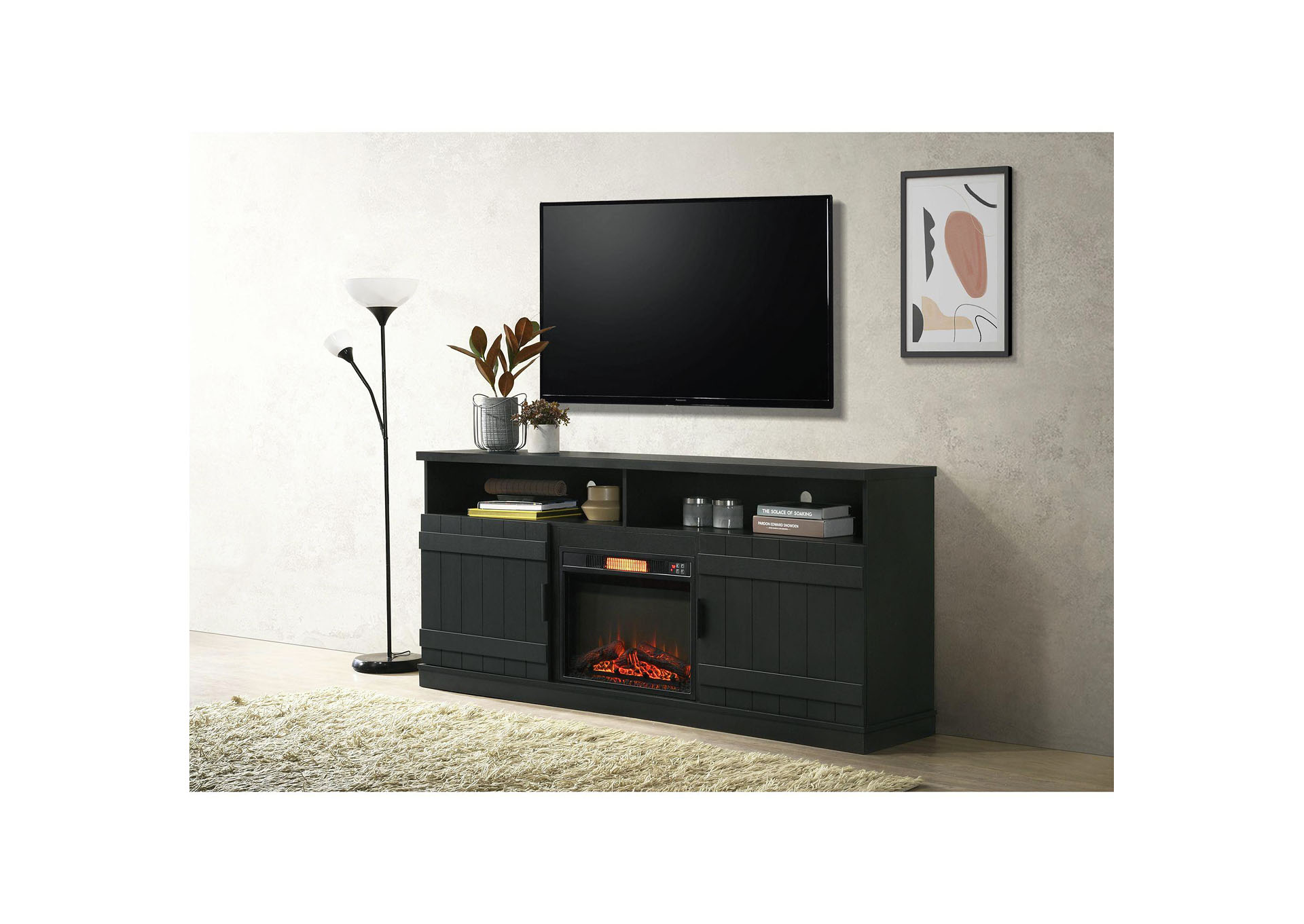 Hayward 75 Complete Fireplace In Black