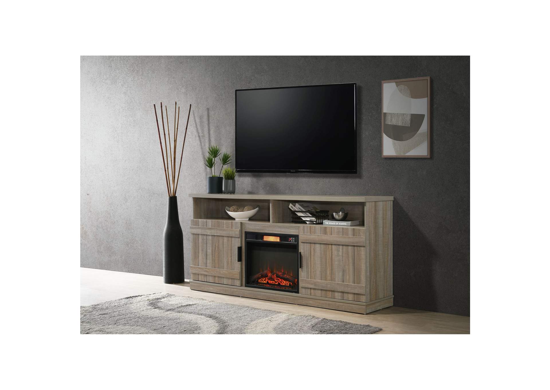 Hayward 75 Complete Fireplace In Light Brown - Grey