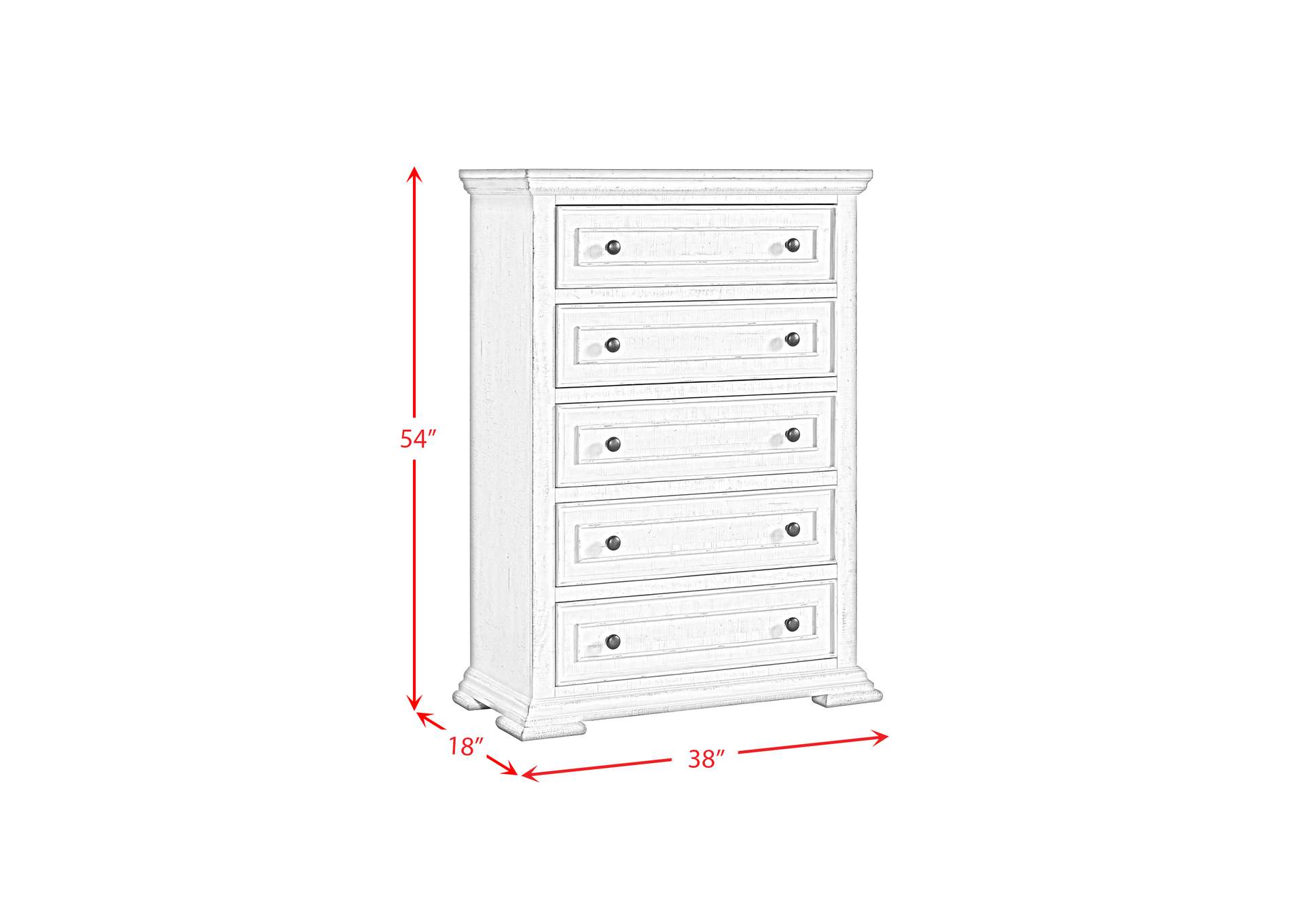 Heather 5 - Drawer Chest In Rustic White image 9