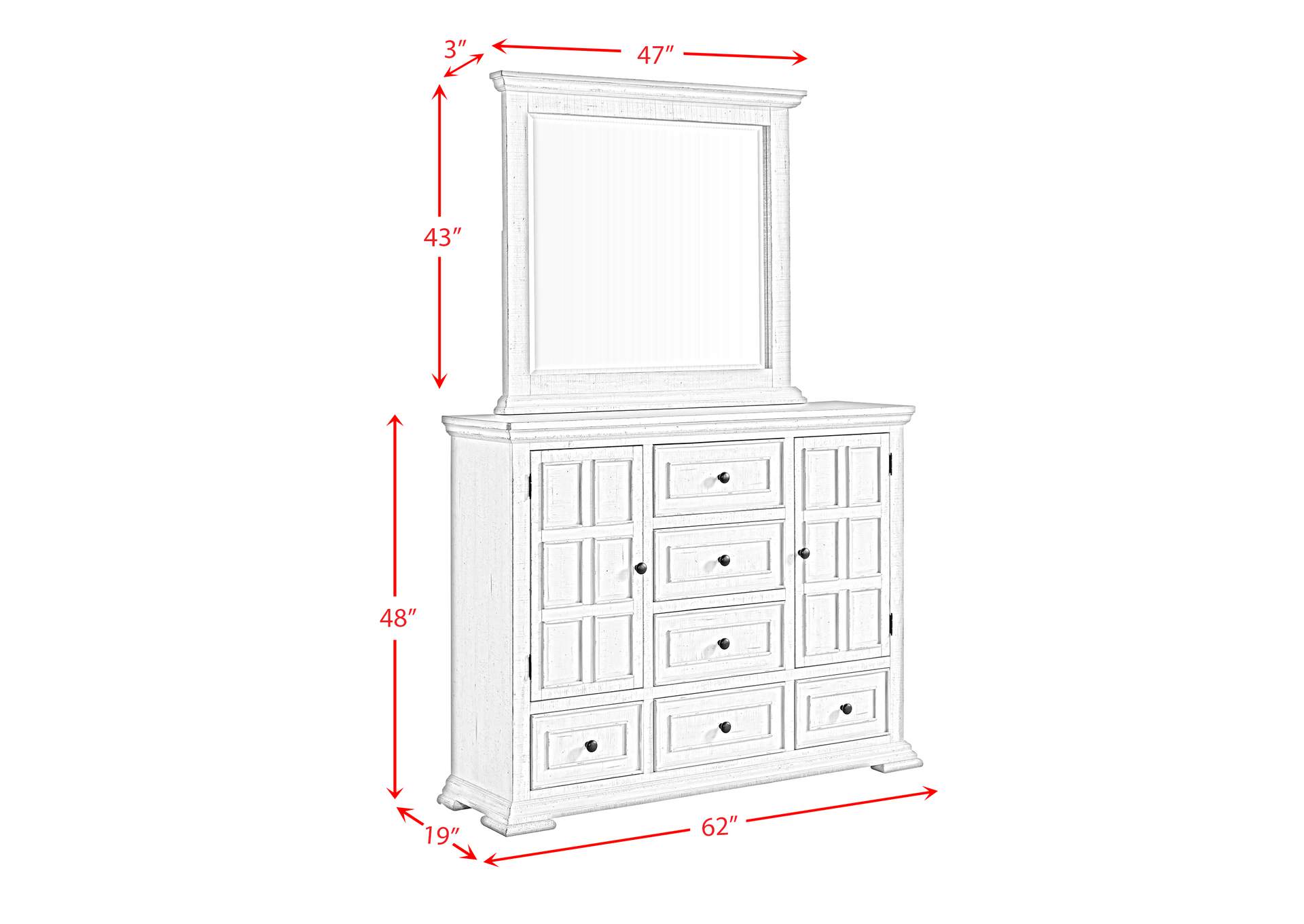 Heather Queen Panel 5 Piece Bedroom Set In Rustic White image 8