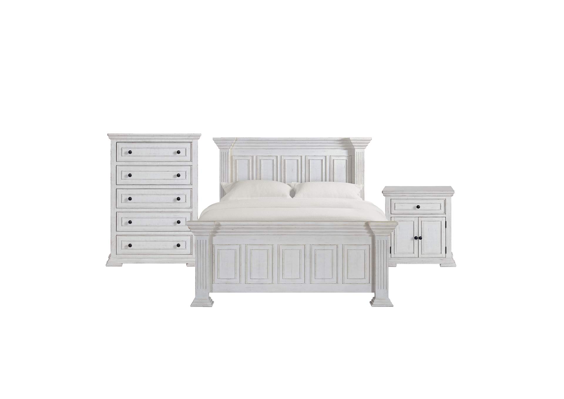 Heather King Panel 3 Piece Bedroom Set In Rustic White image 18