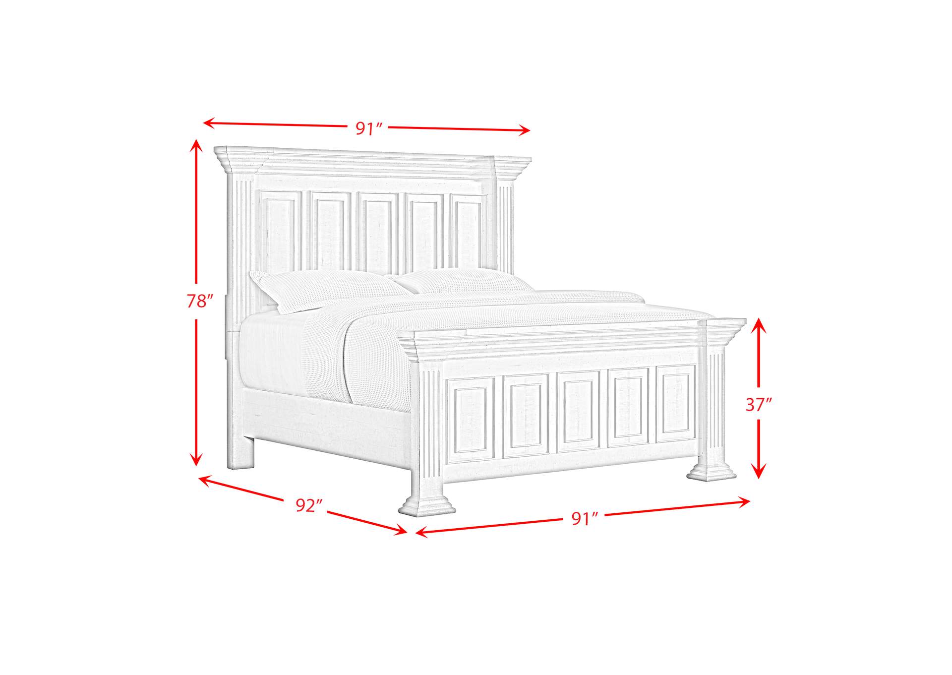 Heather King Panel Bed In Rustic White image 7