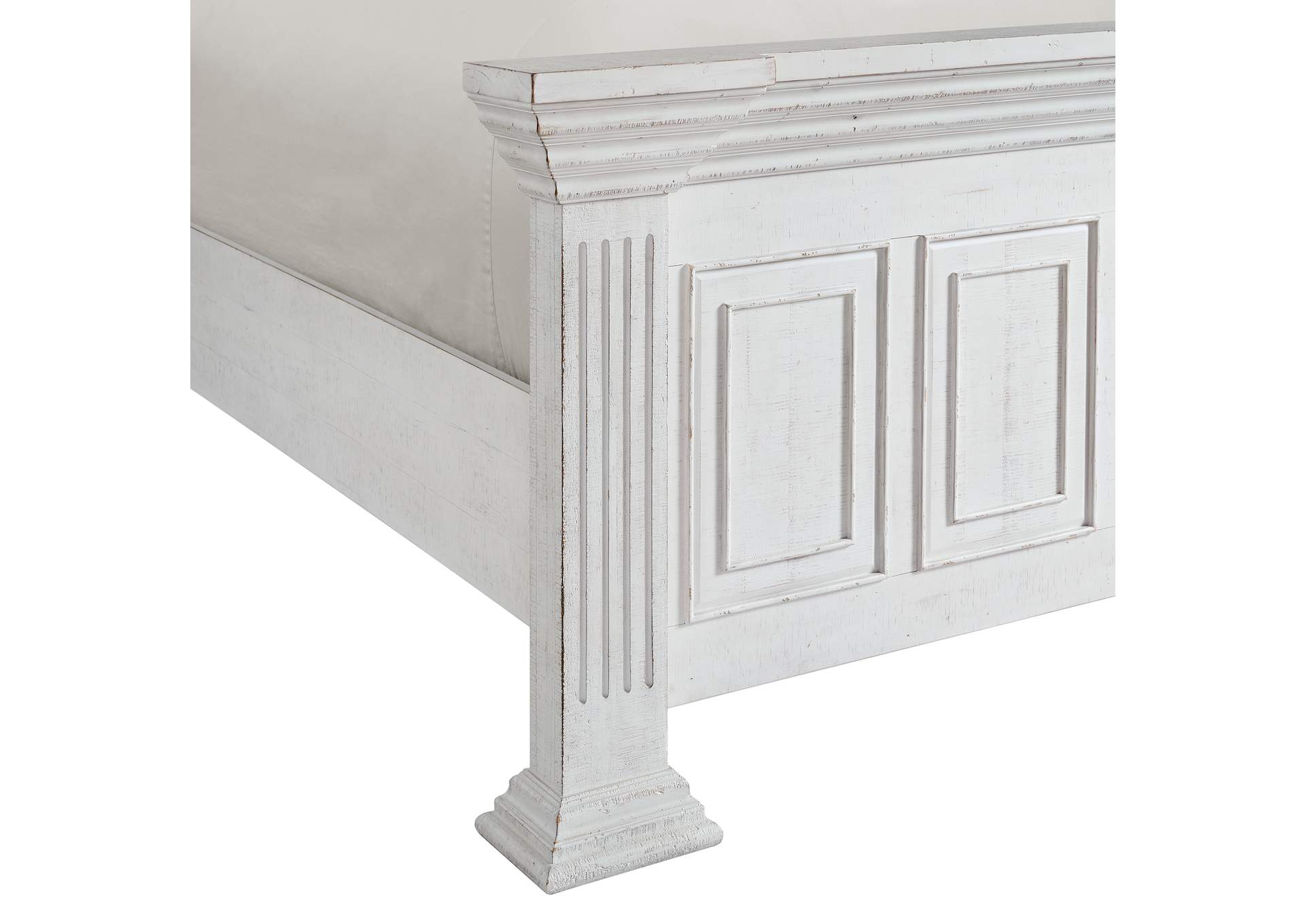 Heather King Panel Bed In Rustic White image 6