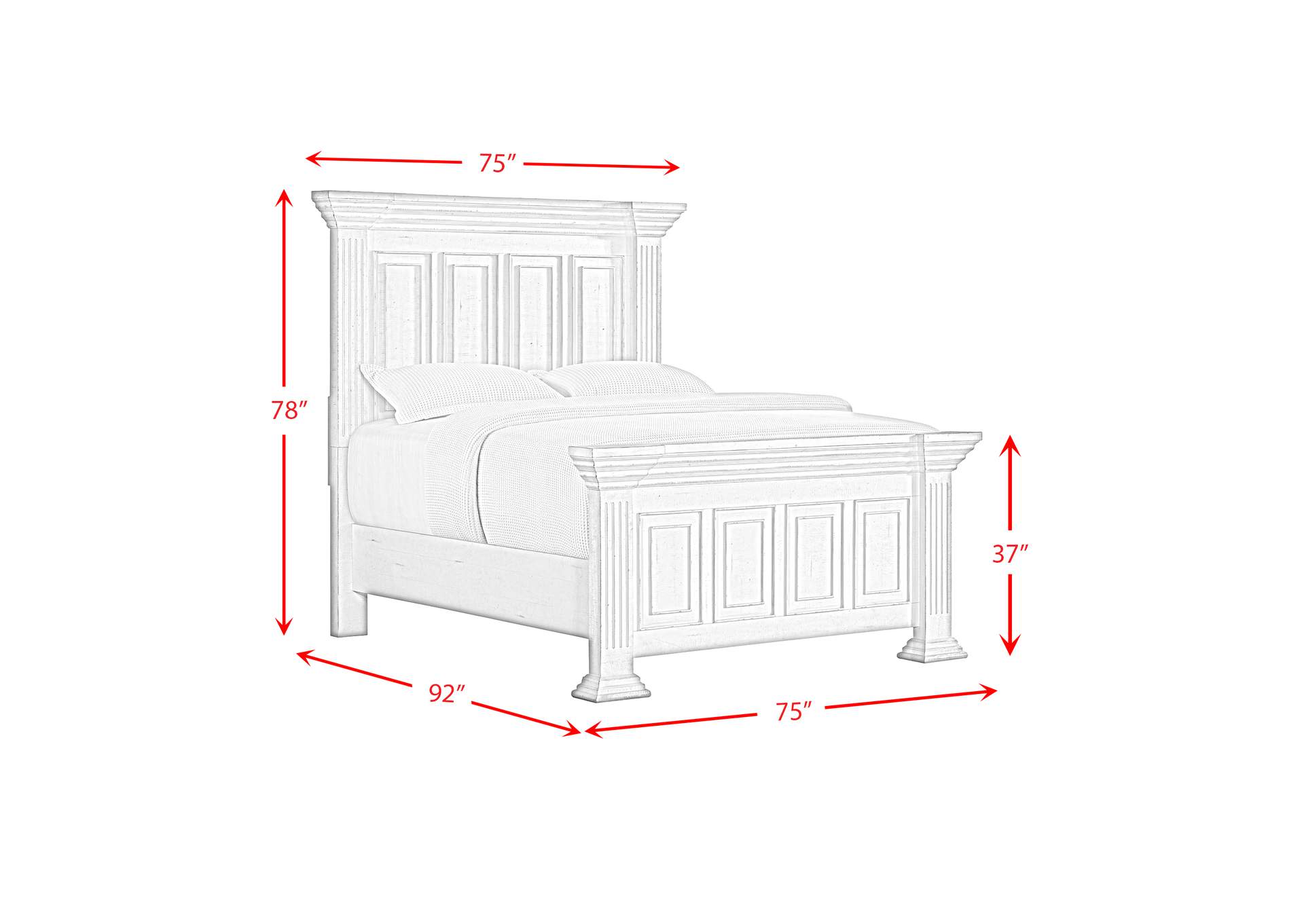Heather Queen Panel 3 Piece Bedroom Set In Rustic White image 8