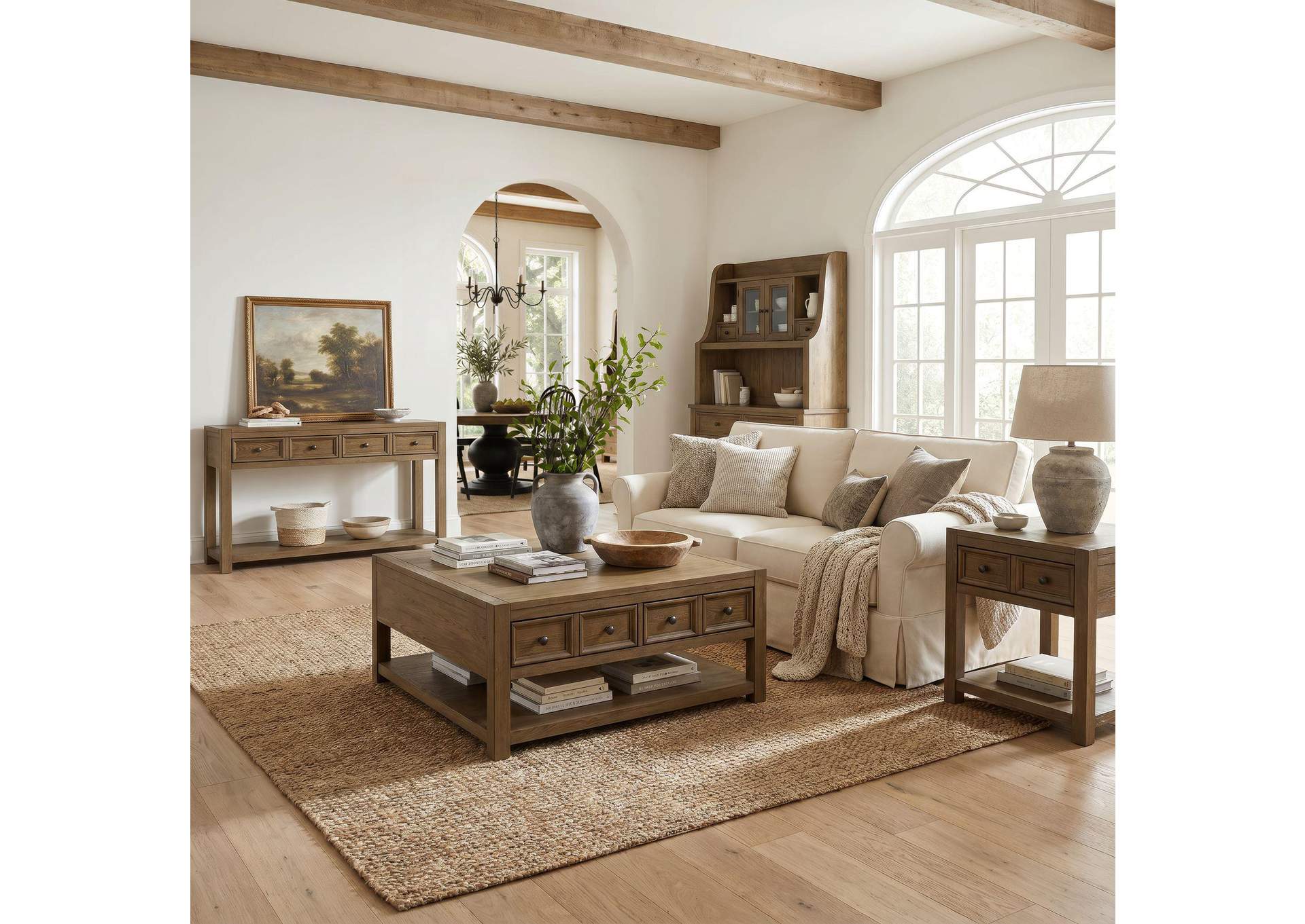 Heritage Home Square Coffee Table With Casters In Oak Brown image 1