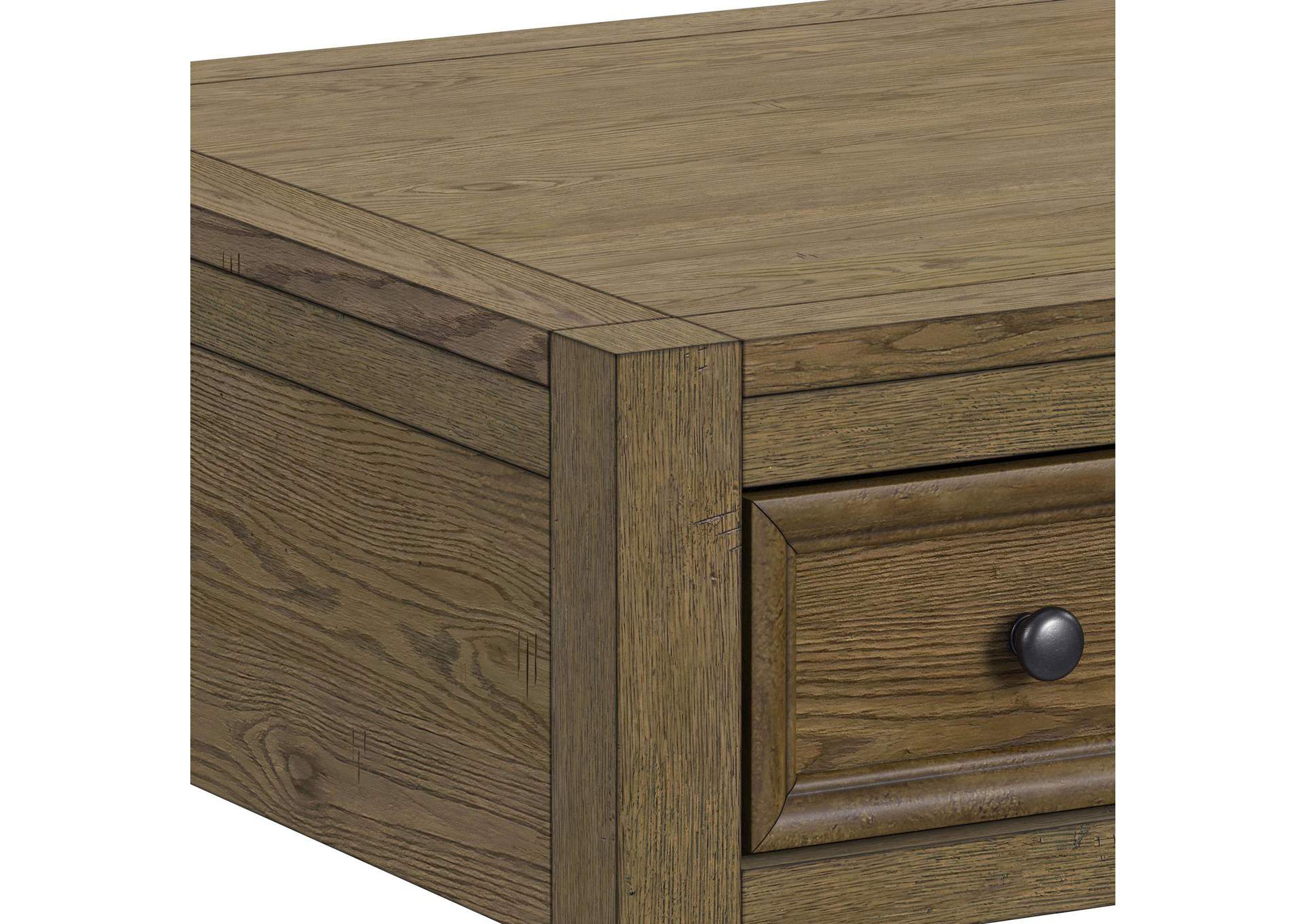 Heritage Home Square Coffee Table With Casters In Oak Brown image 3