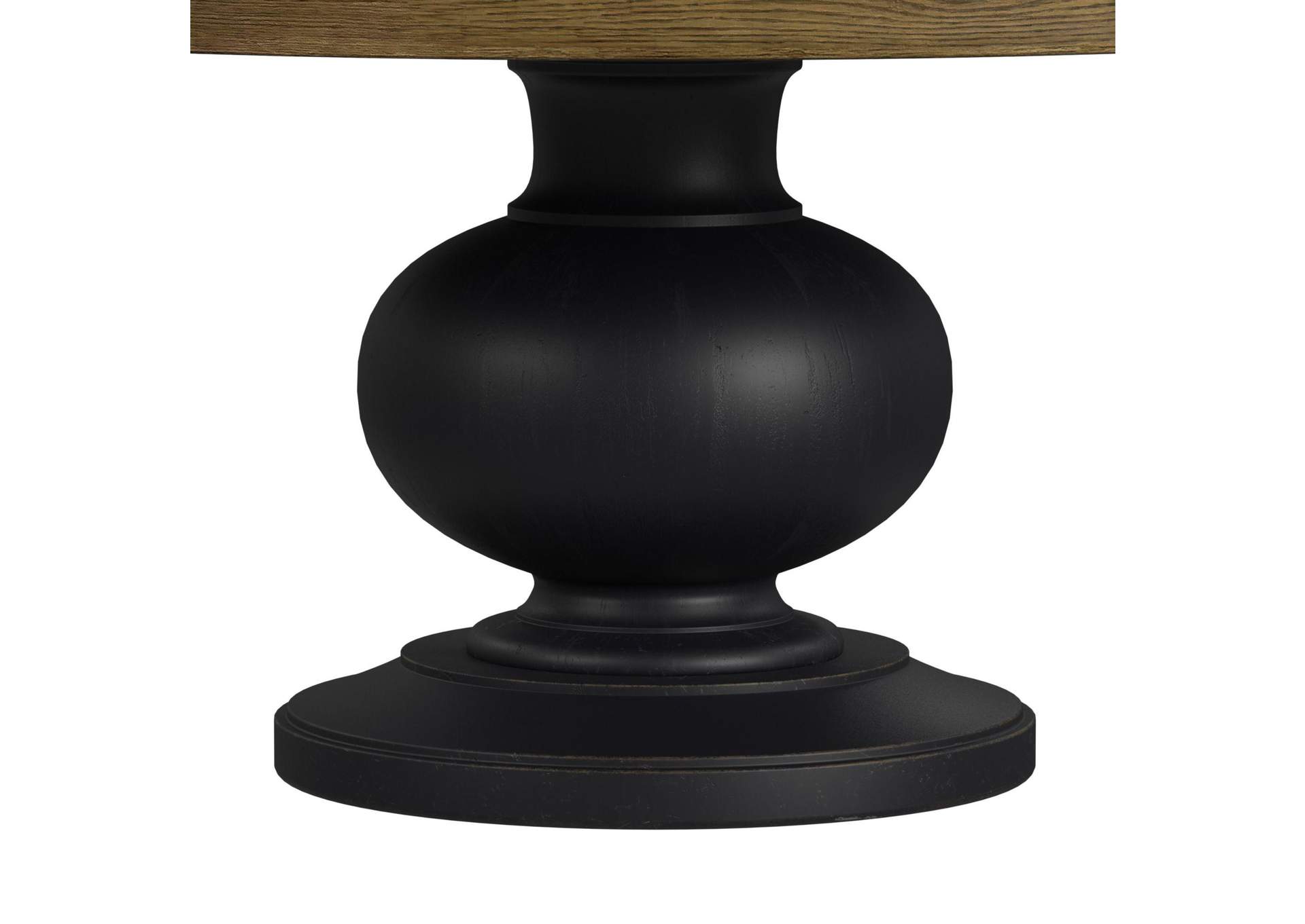 Heritage Home Round Dining Table In Oak Brown And Black image 4