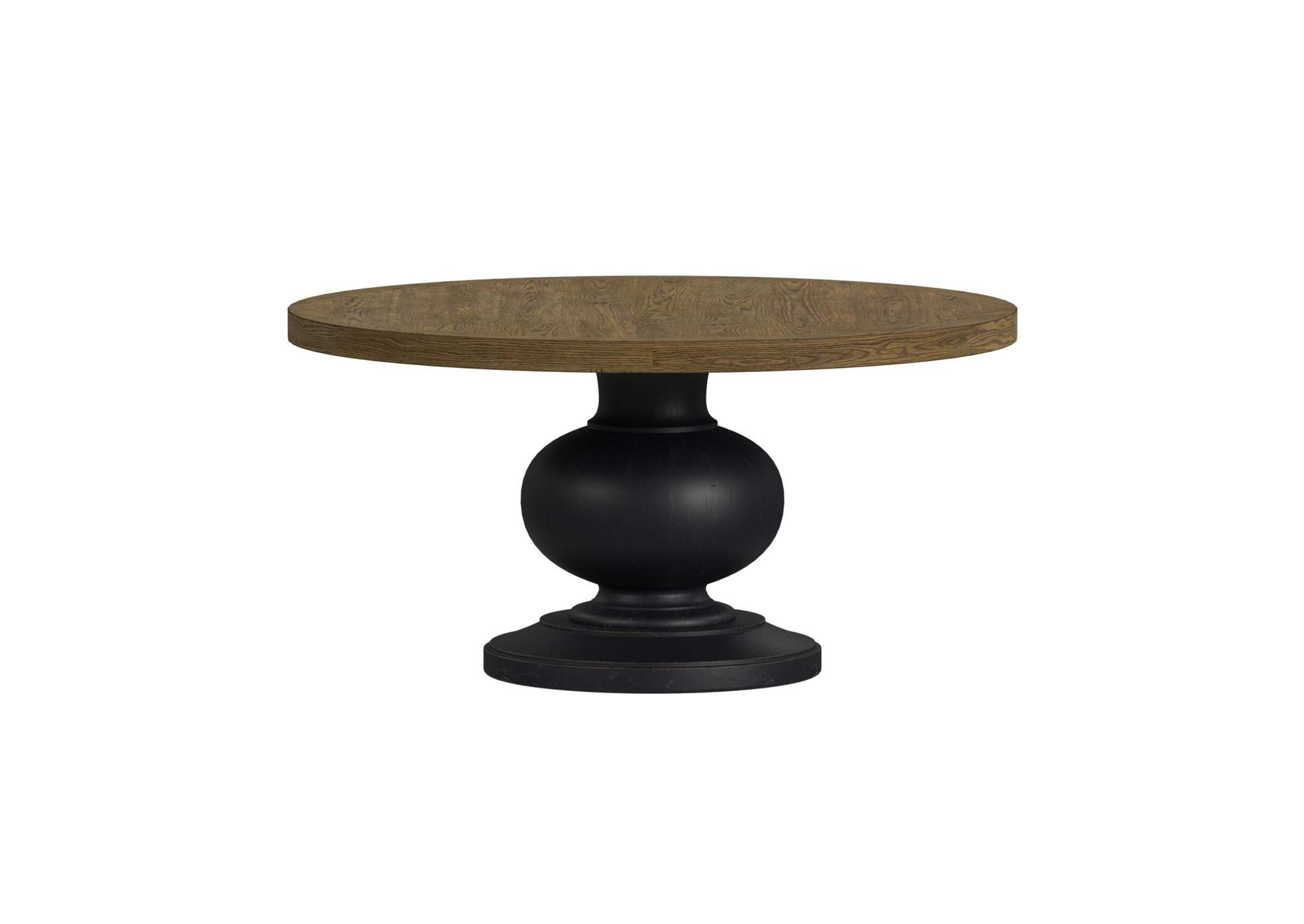 Heritage Home Round Dining Table In Oak Brown And Black image 5