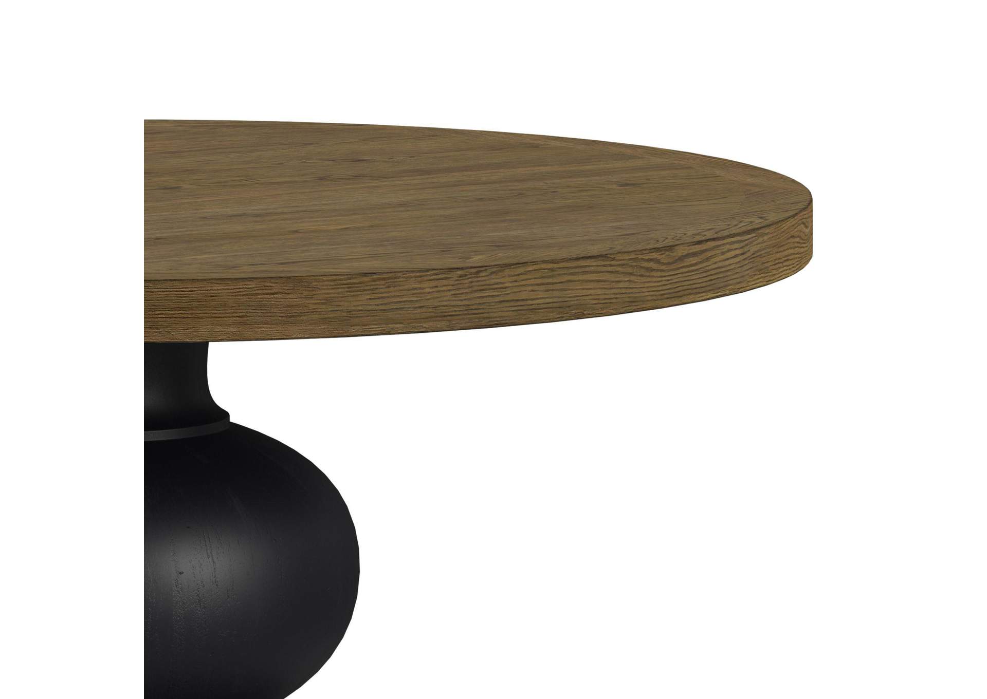 Heritage Home Round Dining Table In Oak Brown And Black image 3
