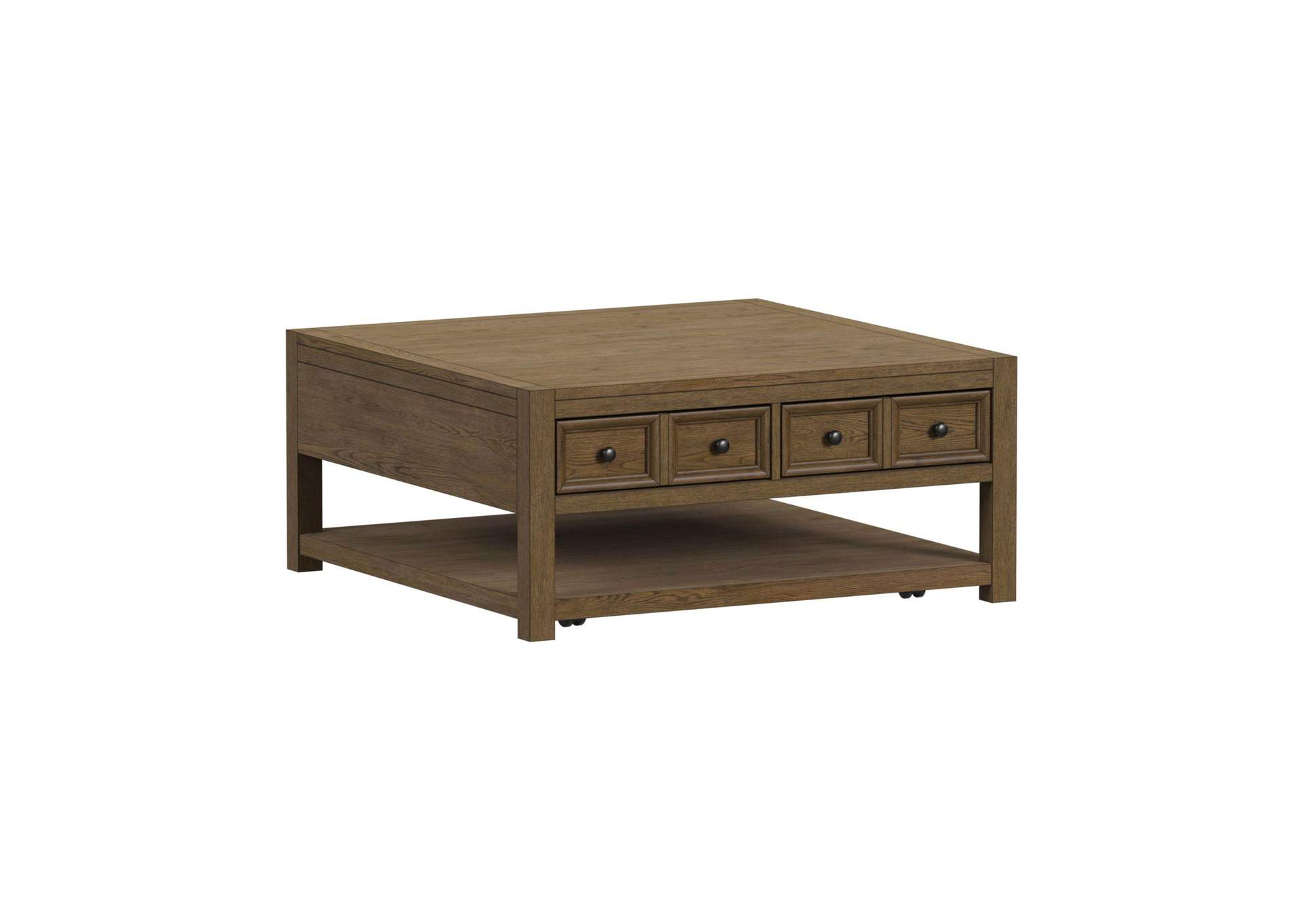 Heritage Home Square Coffee Table With Casters In Oak Brown image 6