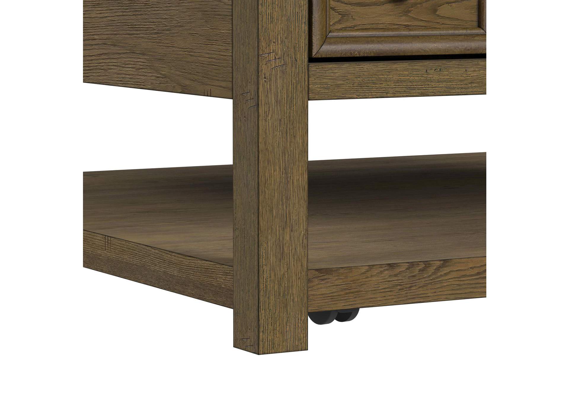 Heritage Home Square Coffee Table With Casters In Oak Brown image 4