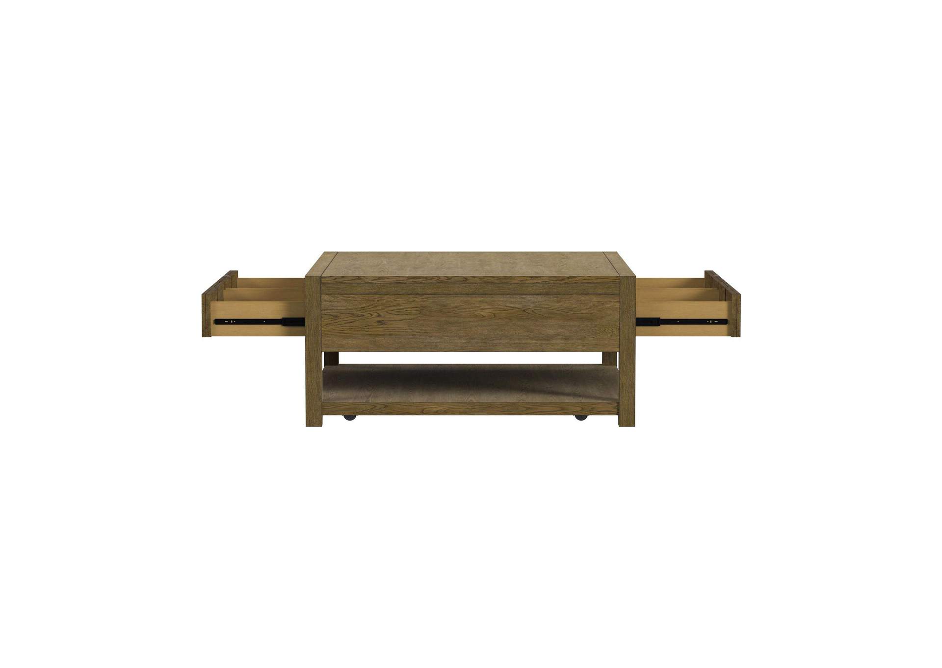 Heritage Home Square Coffee Table With Casters In Oak Brown image 8