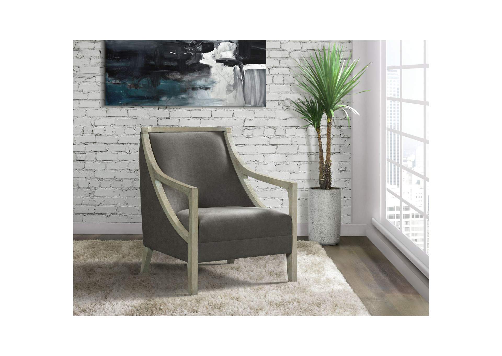 Hopkins Chair With White Wash Arm Columbia Charcoal image 1