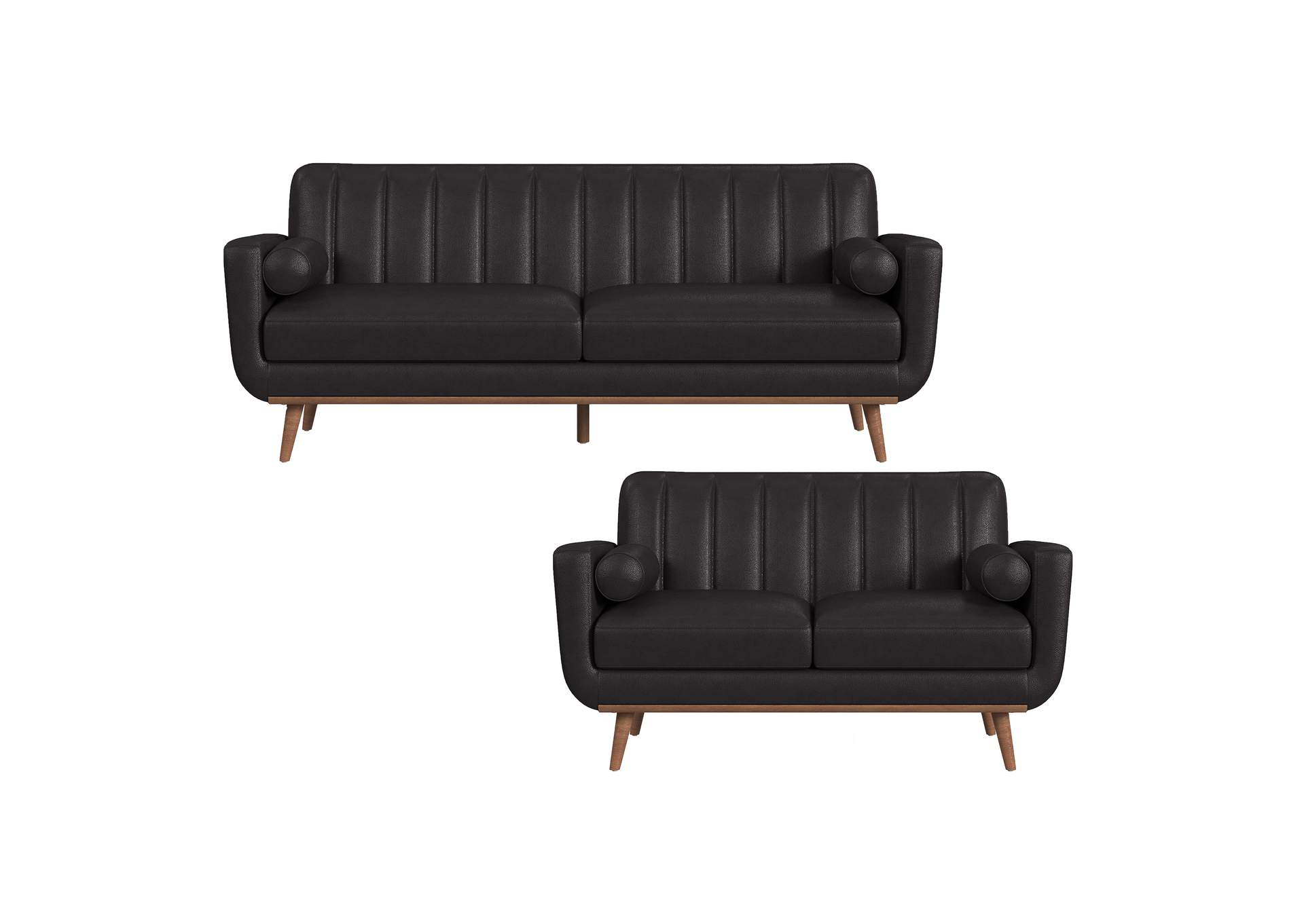 Horizon 2 Piece Living Room Set In Pebble Dark Grey - Sofa Loveseat image 5