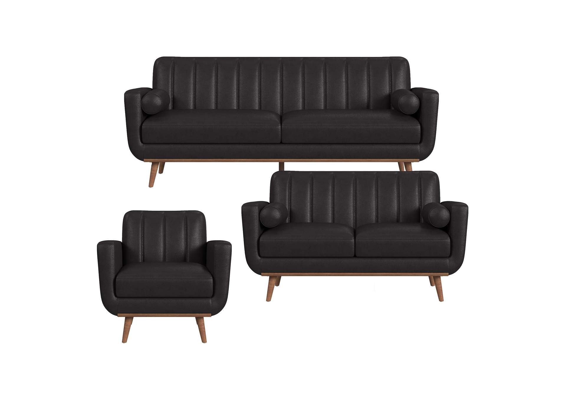 Horizon 3 Piece Living Room Set In Pebble Dark Grey - Sofa Loveseat Chair image 6