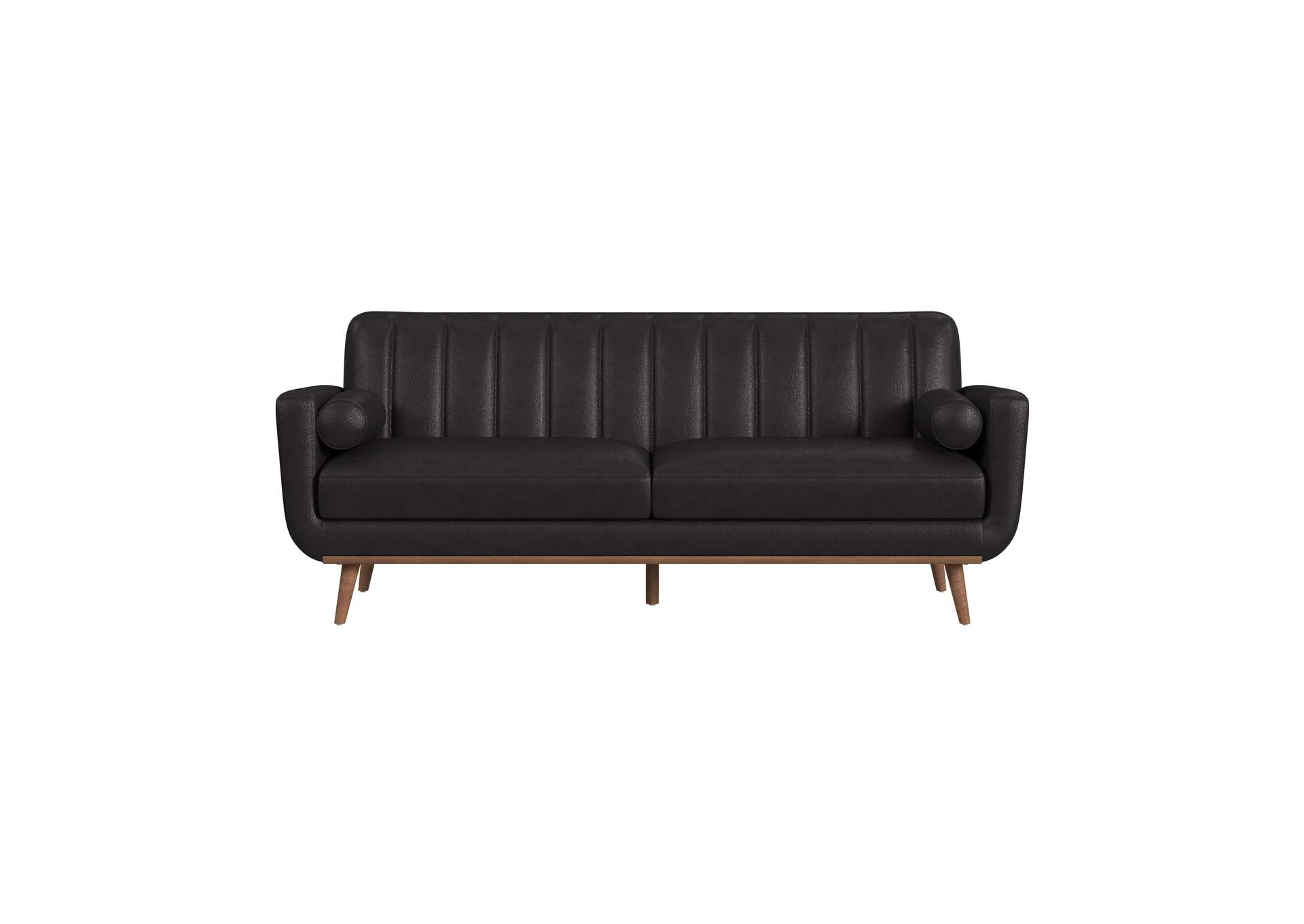 Horizon Sofa With Wood Front And 2 6 Bolster Pillows In Pebble Dark Grey image 4