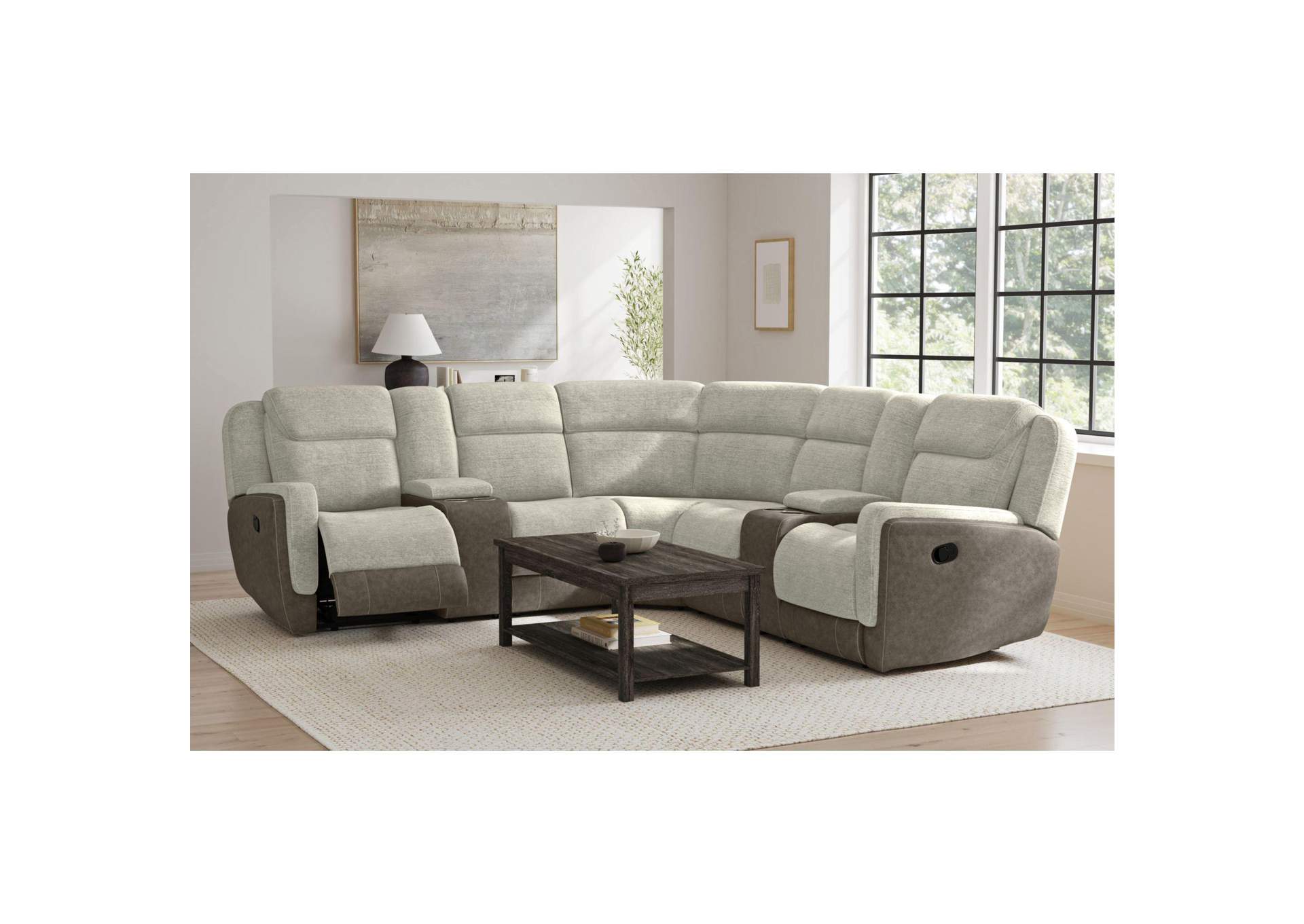 Hornet Right Hand Facing Loveseat With Console In Rancho Taupe image 1