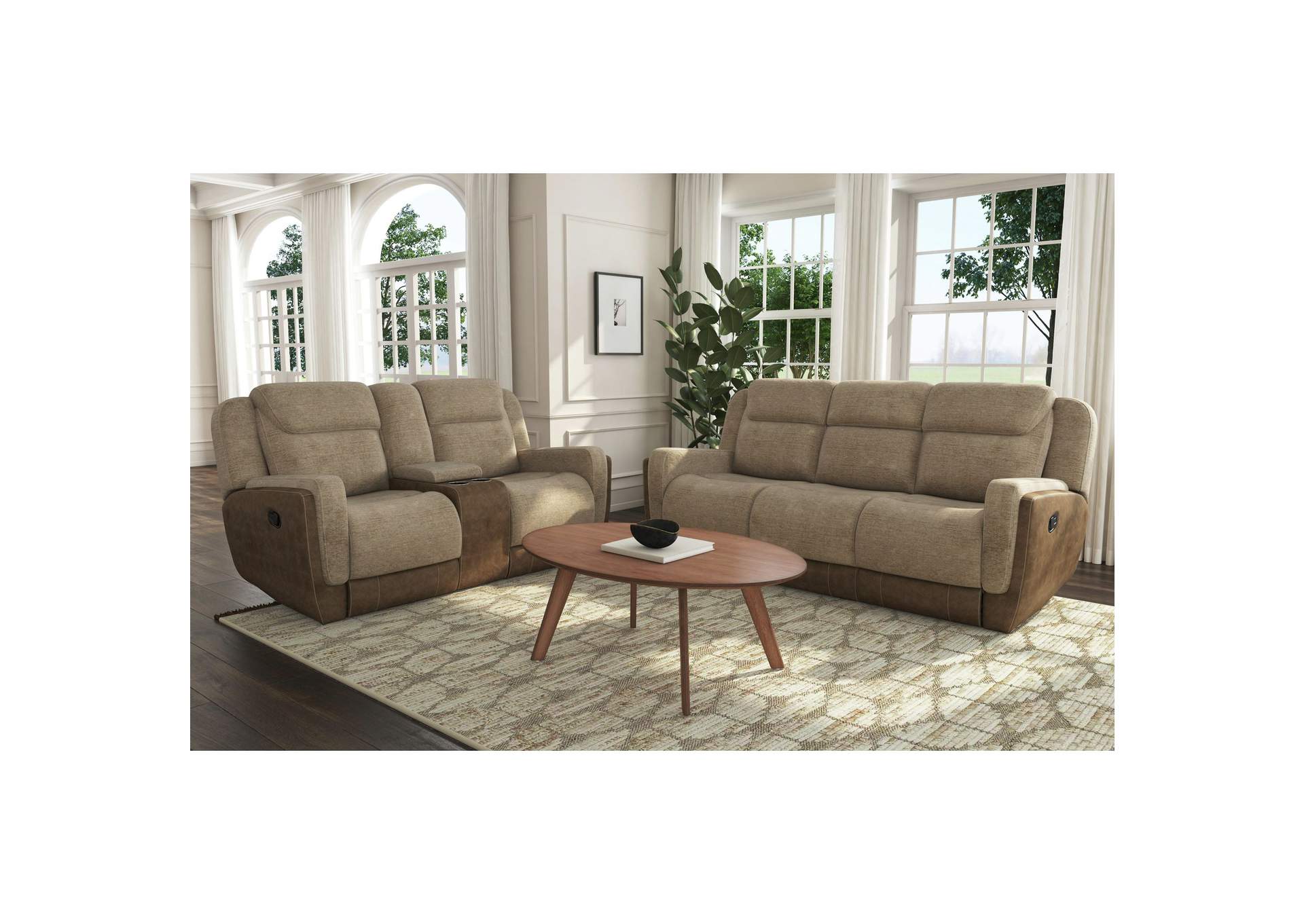 Hornet 2 Piece Living Room Set In Rancho Beige - Sofa Loveseat image 1