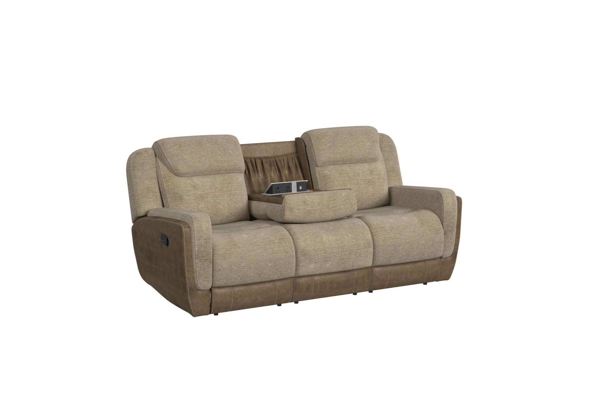 Hornet Motion Sofa With Drop Table And Pws In Rancho Beige image 4