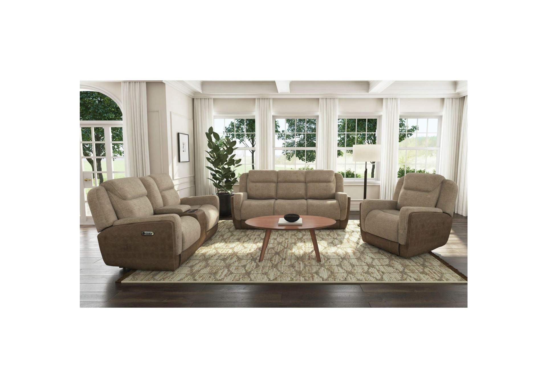 Hornet Power Motion Recliner With Power Headrest In Rancho Beige image 1