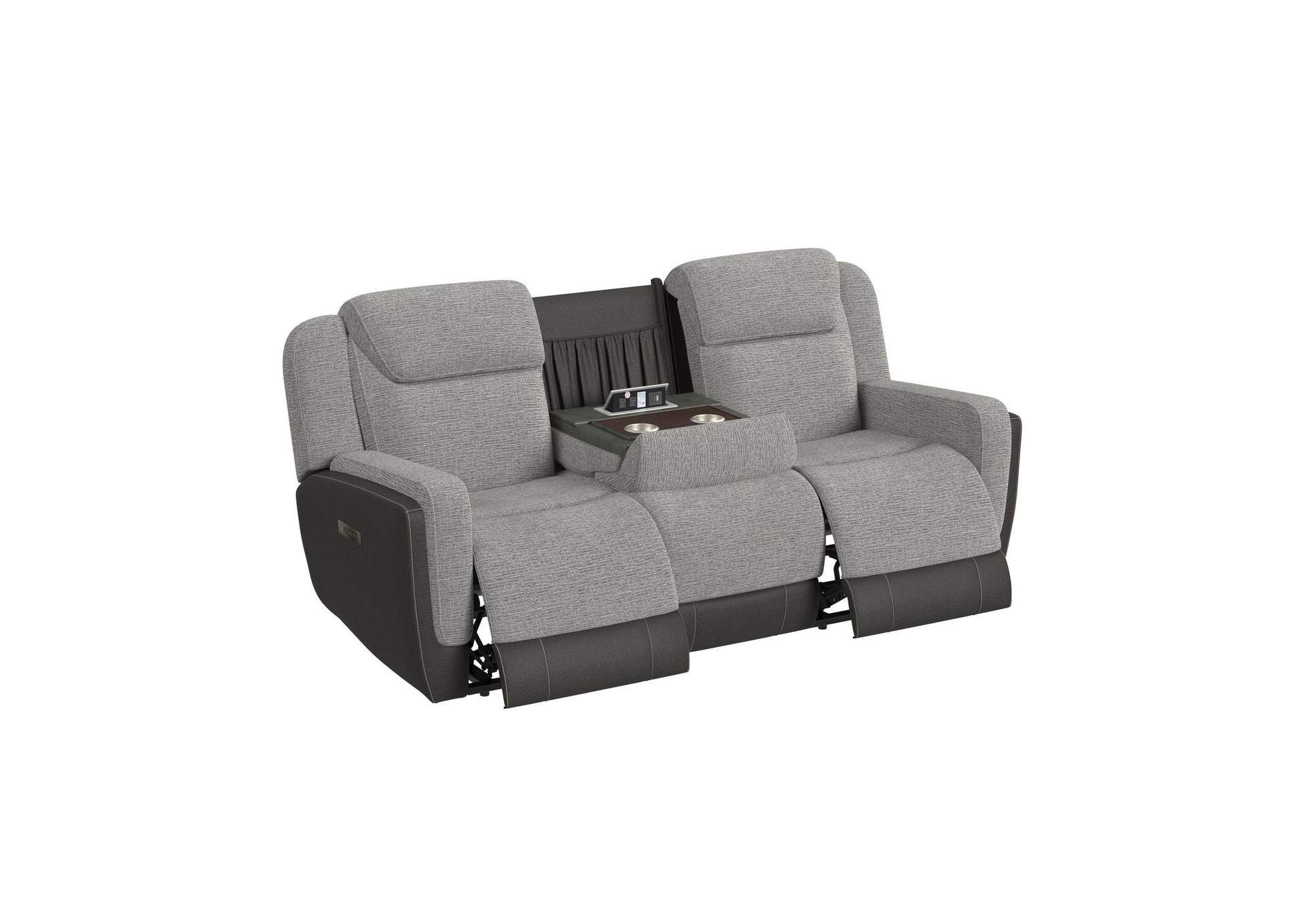Hornet Power Motion Sofa With Power Headrest Drop Table And Pws In Rancho Grey image 4