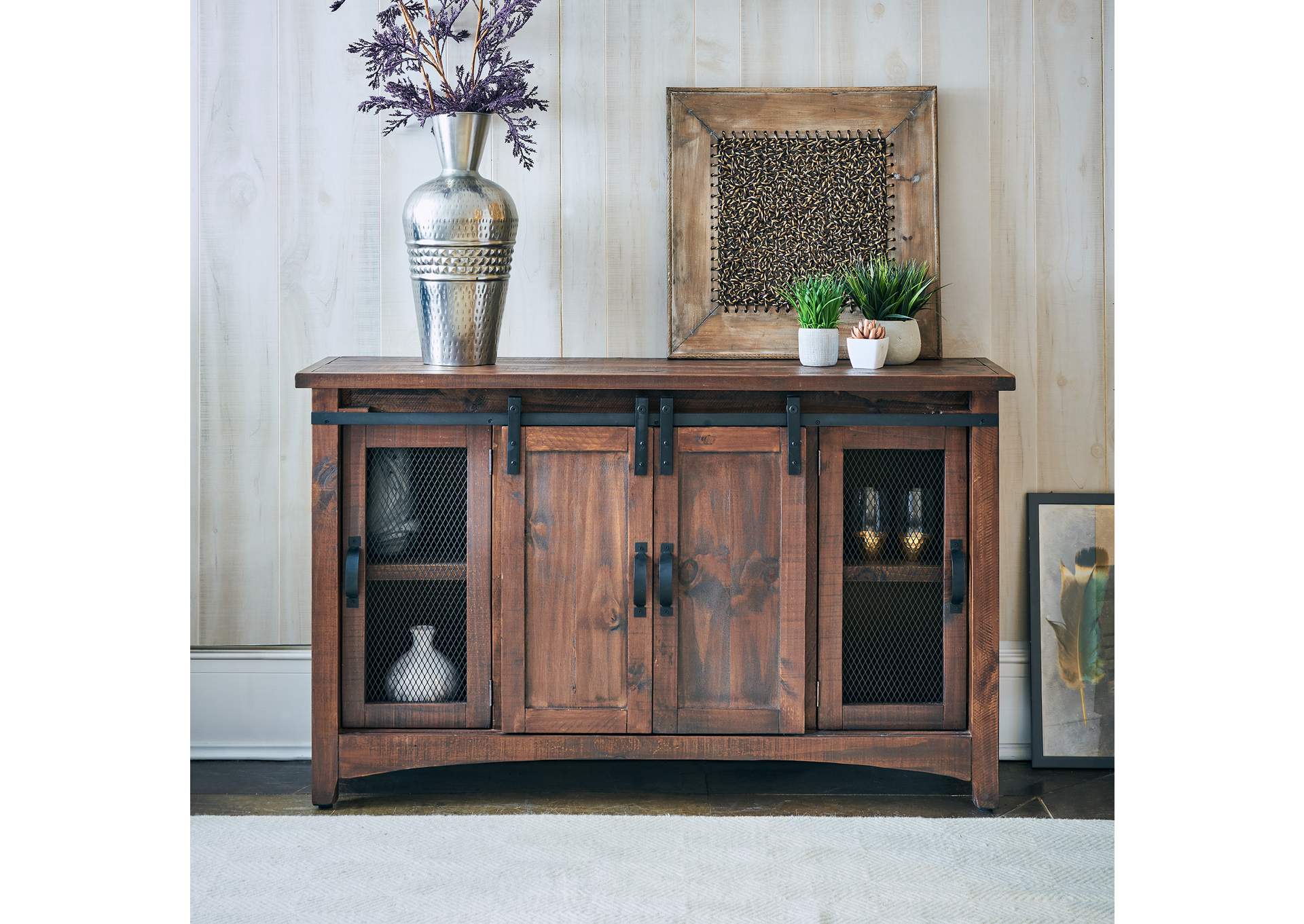 Hugo Barn Door TV Stand - Brown Self Top Wire