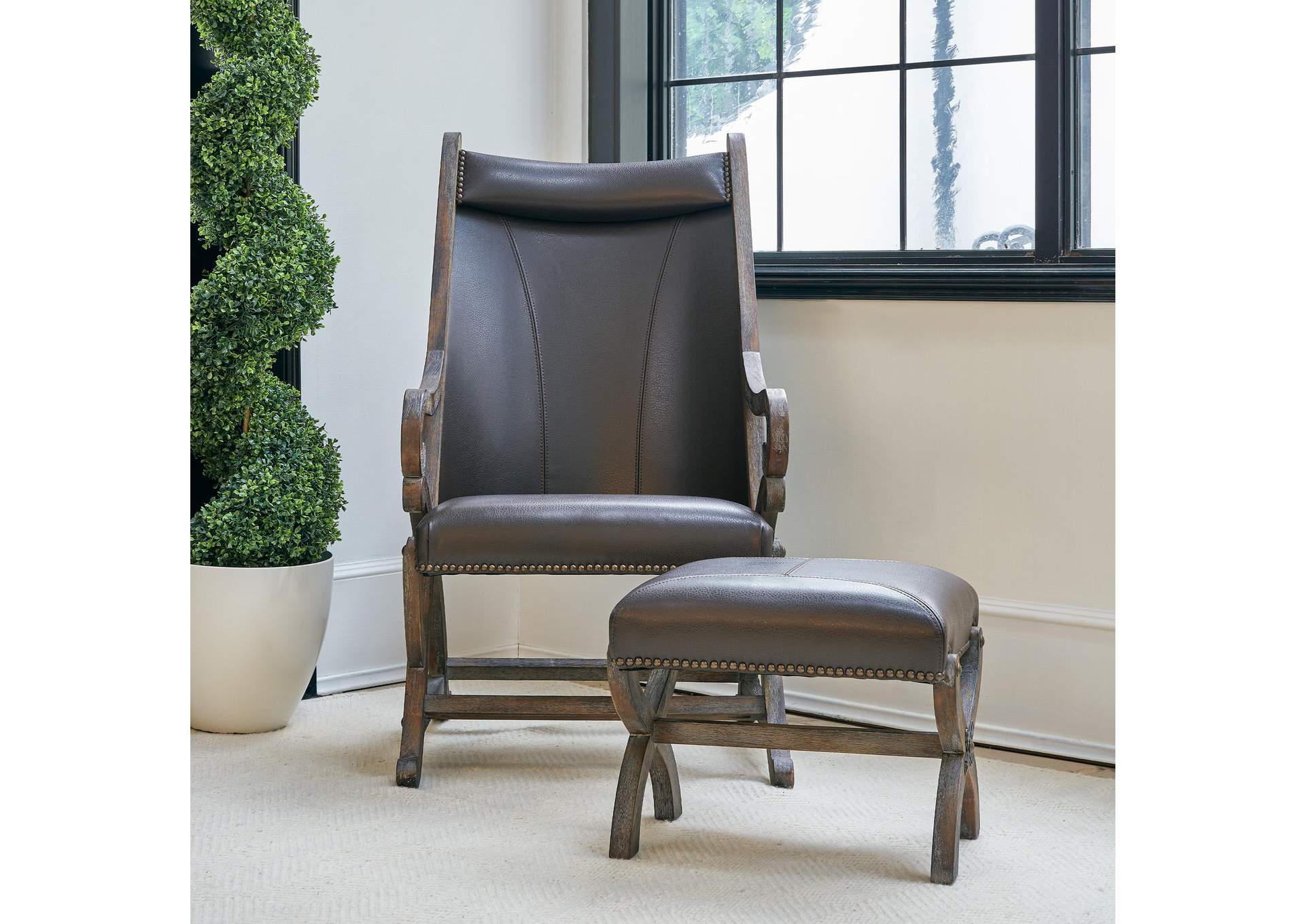 L820 Hunter Chair Ottoman - Brown image 1