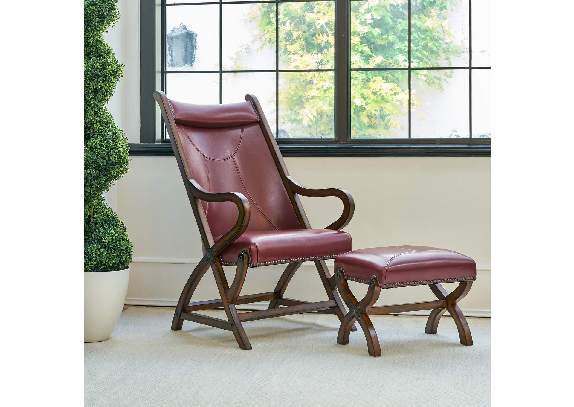 L761 Hunter Chair And Ottoman - Cherry image 1