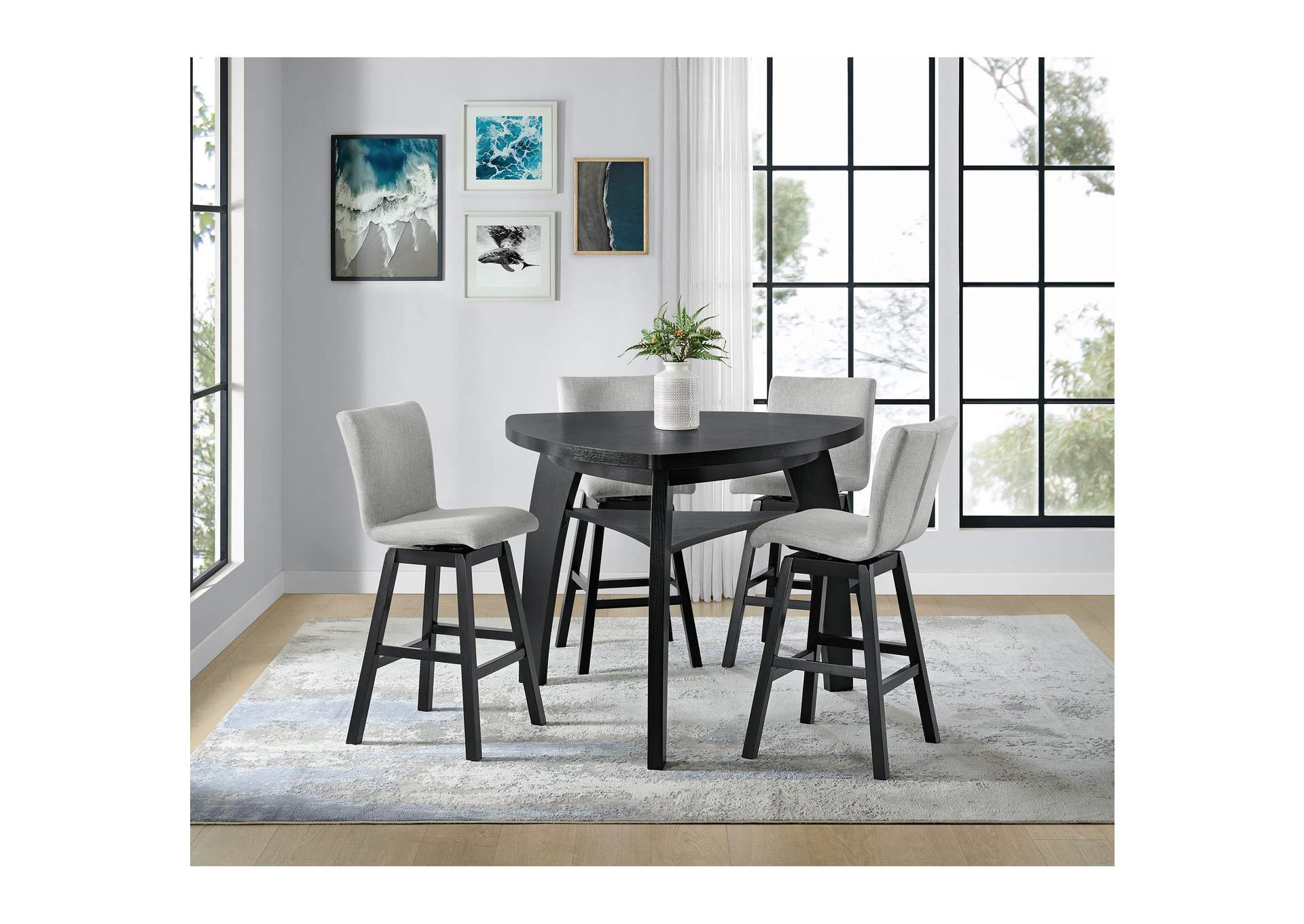 Huntsville Swivel Bar Chair With Palmer Smoke In Black 2 Per Carton image 1