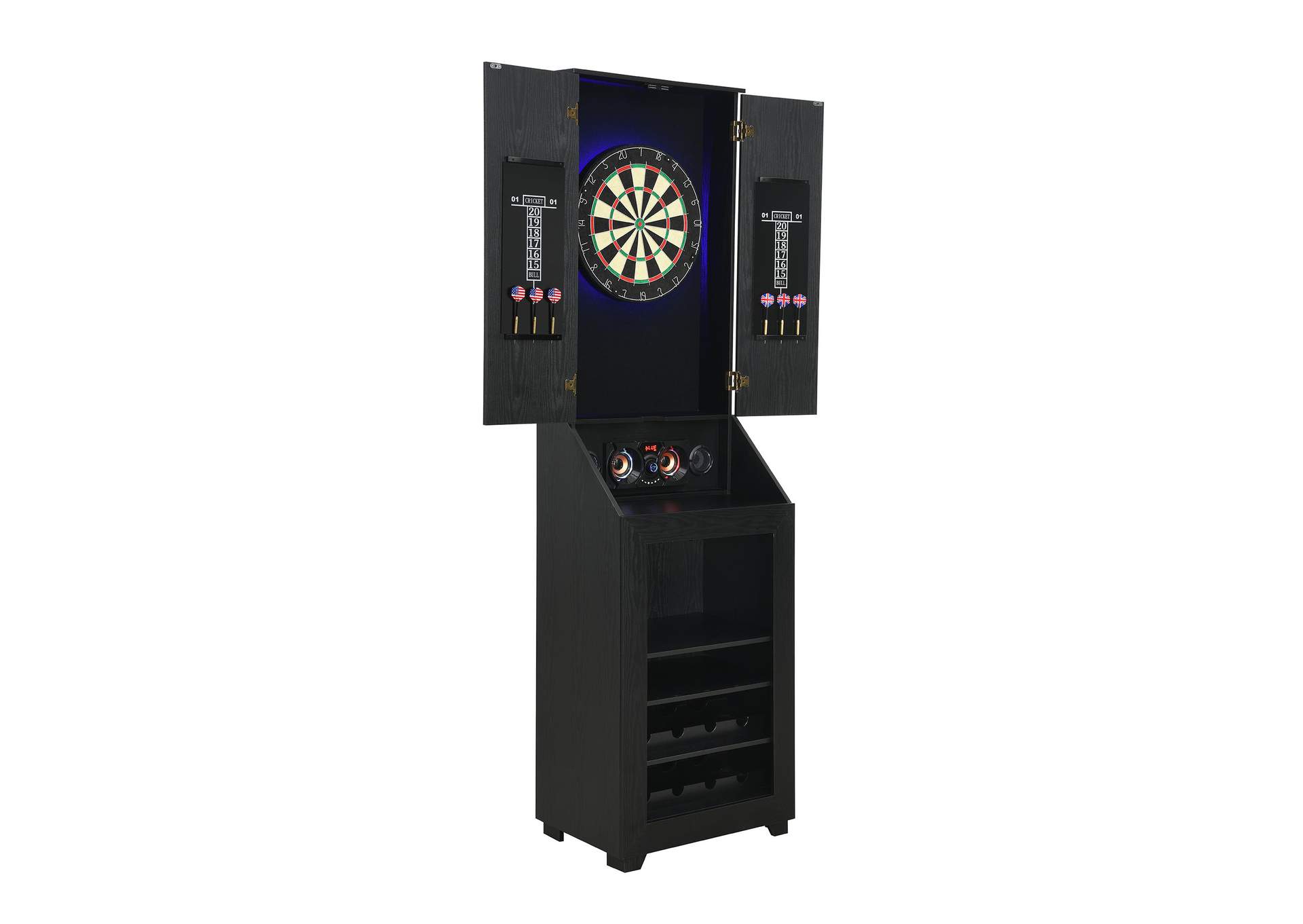 Hurricanes Dartboard Cabinet With Speaker And Led In Black 3A image 6