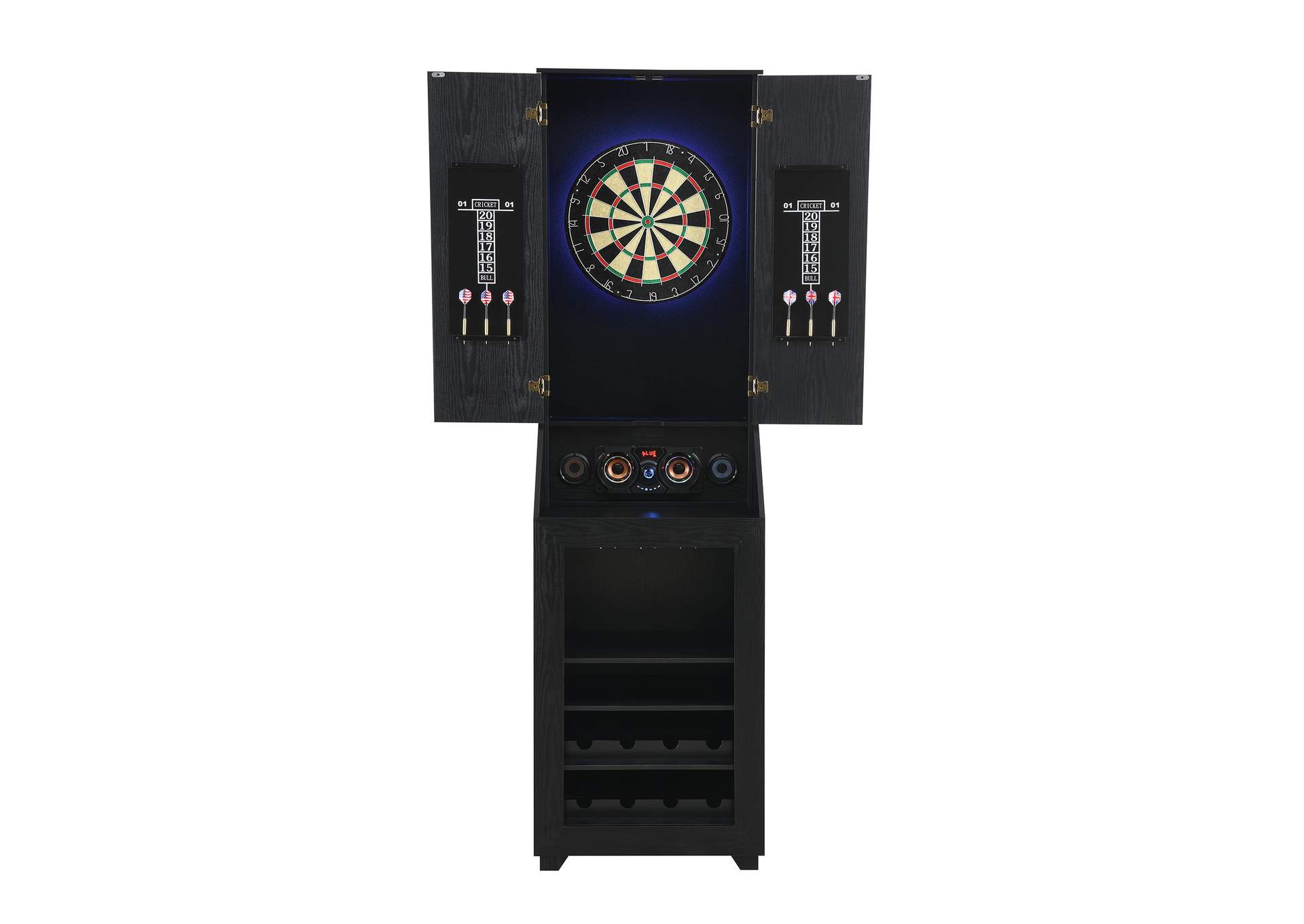 Hurricanes Dartboard Cabinet With Speaker And Led In Black 3A image 4