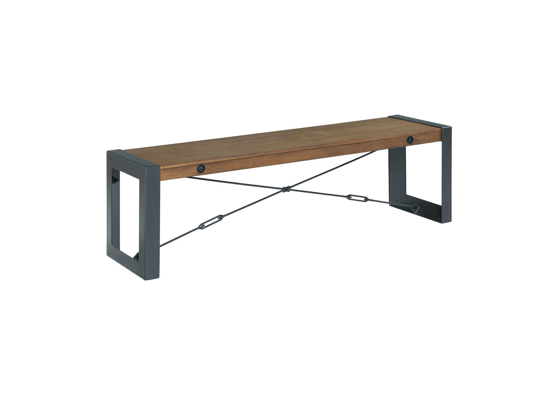 Industrial 4 Piece Dining Set In Walnut - Table Two Chairs Bench