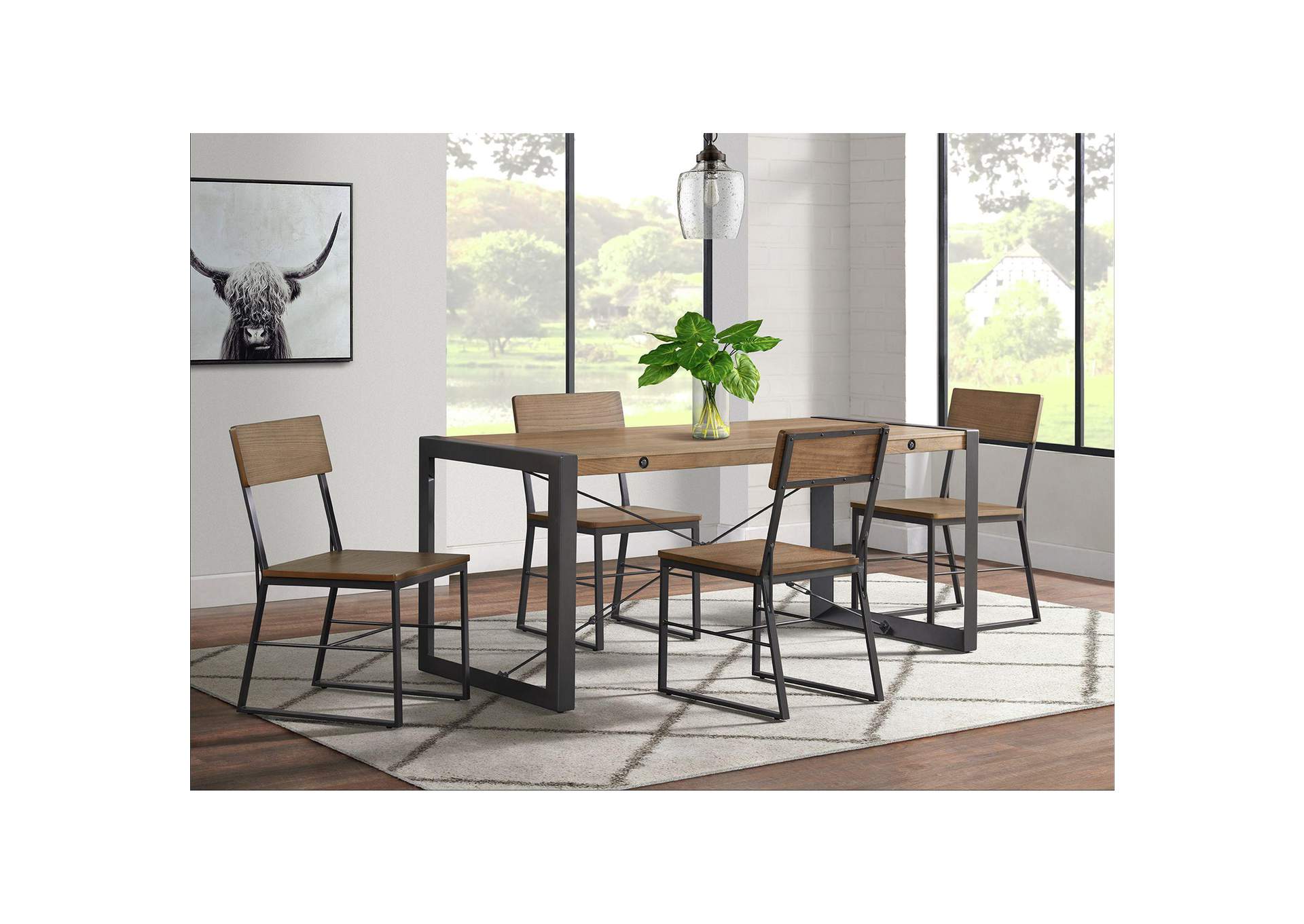 Industrial Rectangular Dining Table In Walnut image 1