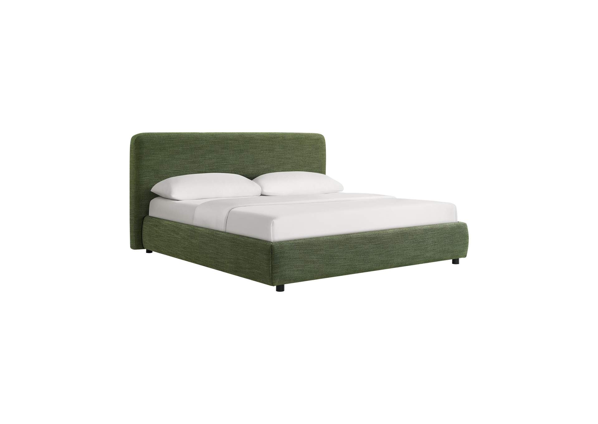 Island King Upholstery Panel Bed In Noha Green Fabric image 5