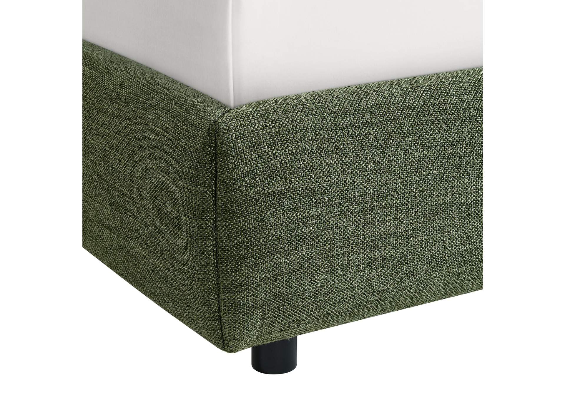 Island King Upholstery Panel Bed In Noha Green Fabric image 4