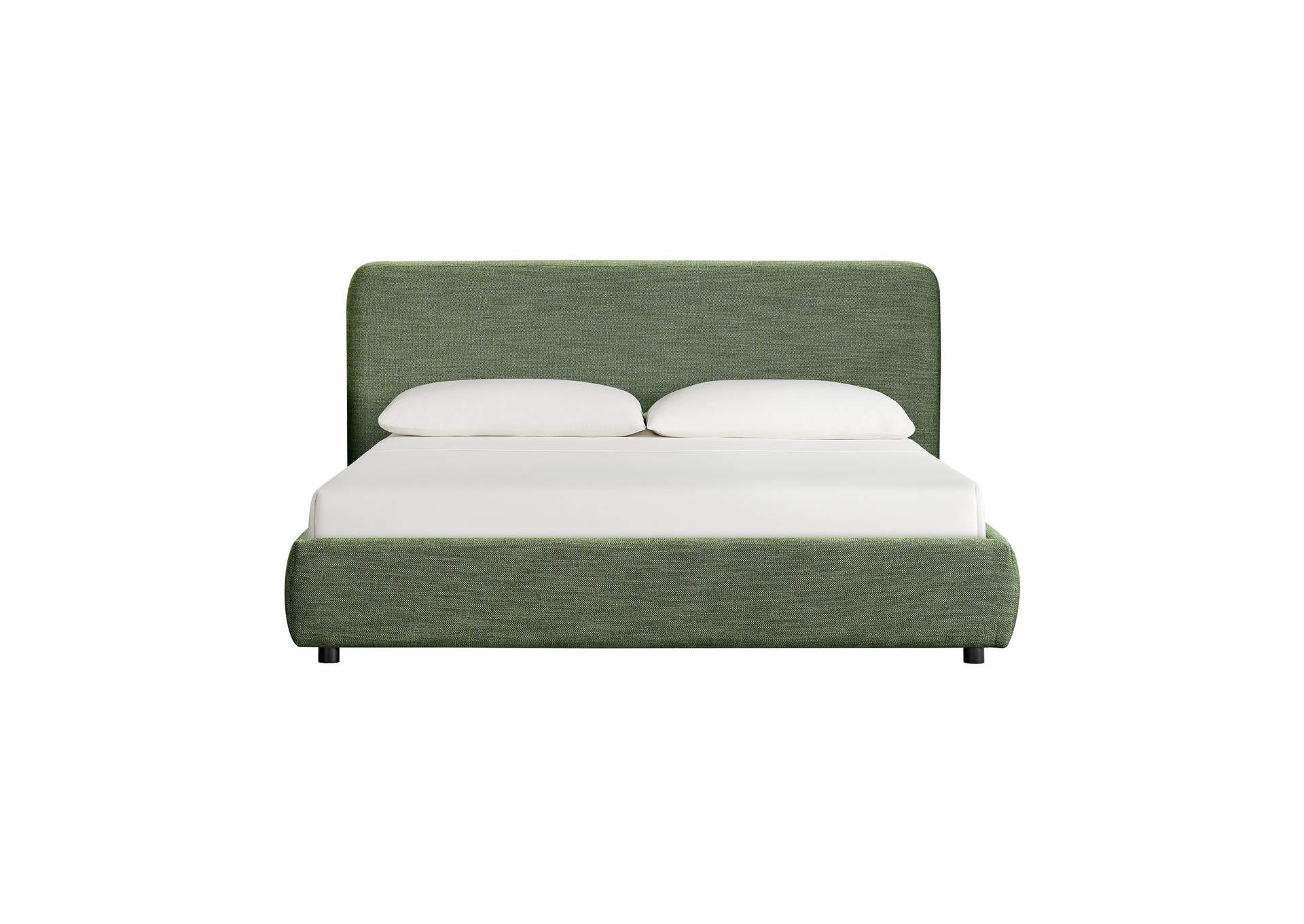 Island King Upholstery Panel Bed In Noha Green Fabric image 6