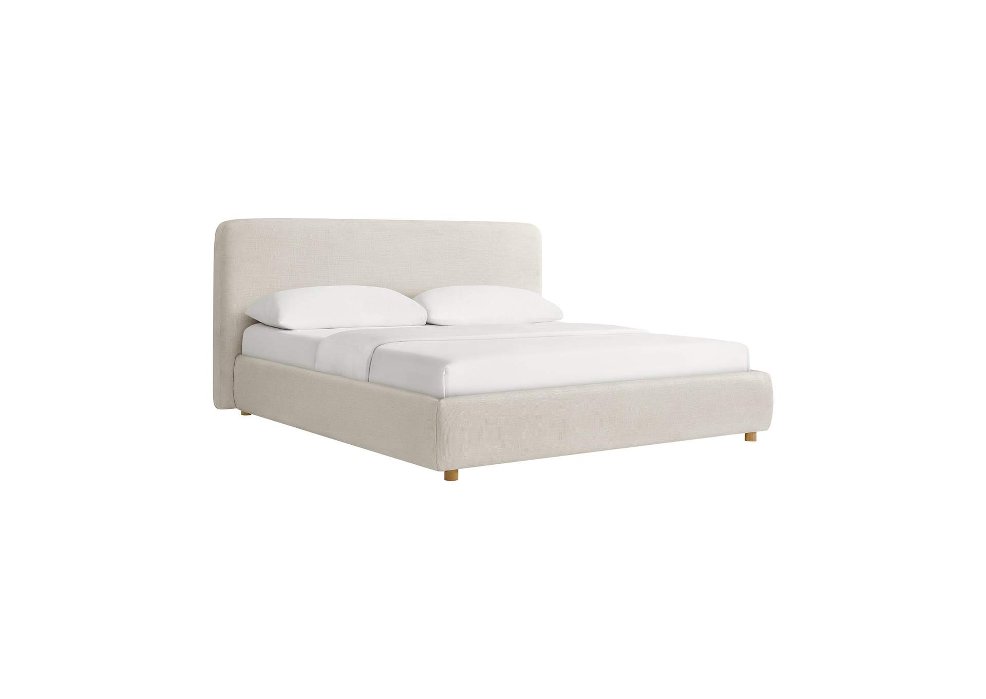 Island King Upholstery Panel Bed In Noha Ivory Fabric image 5