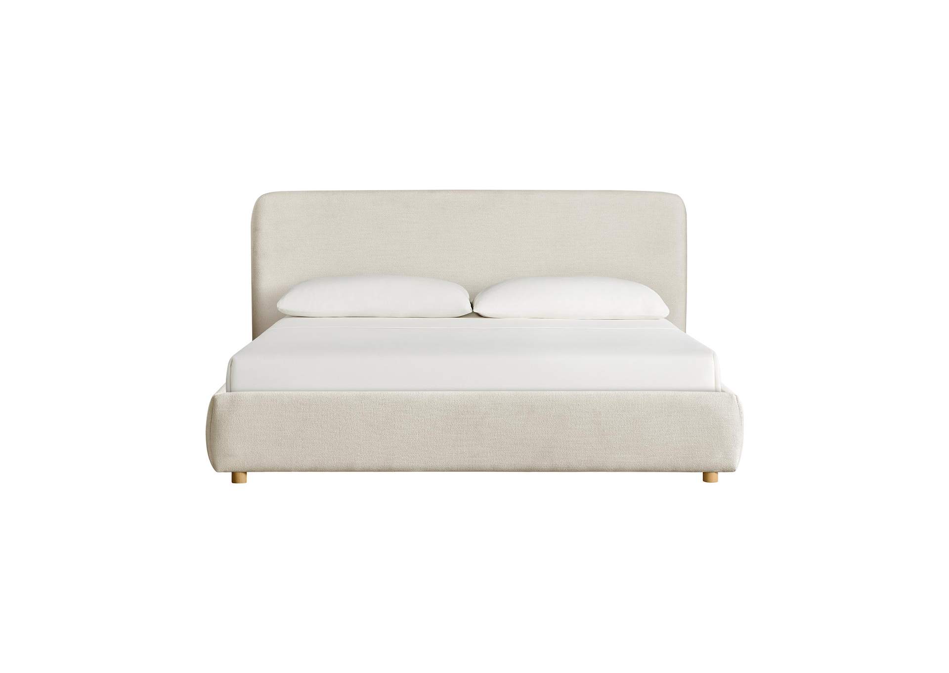 Island King Upholstery Panel Bed In Noha Ivory Fabric image 6
