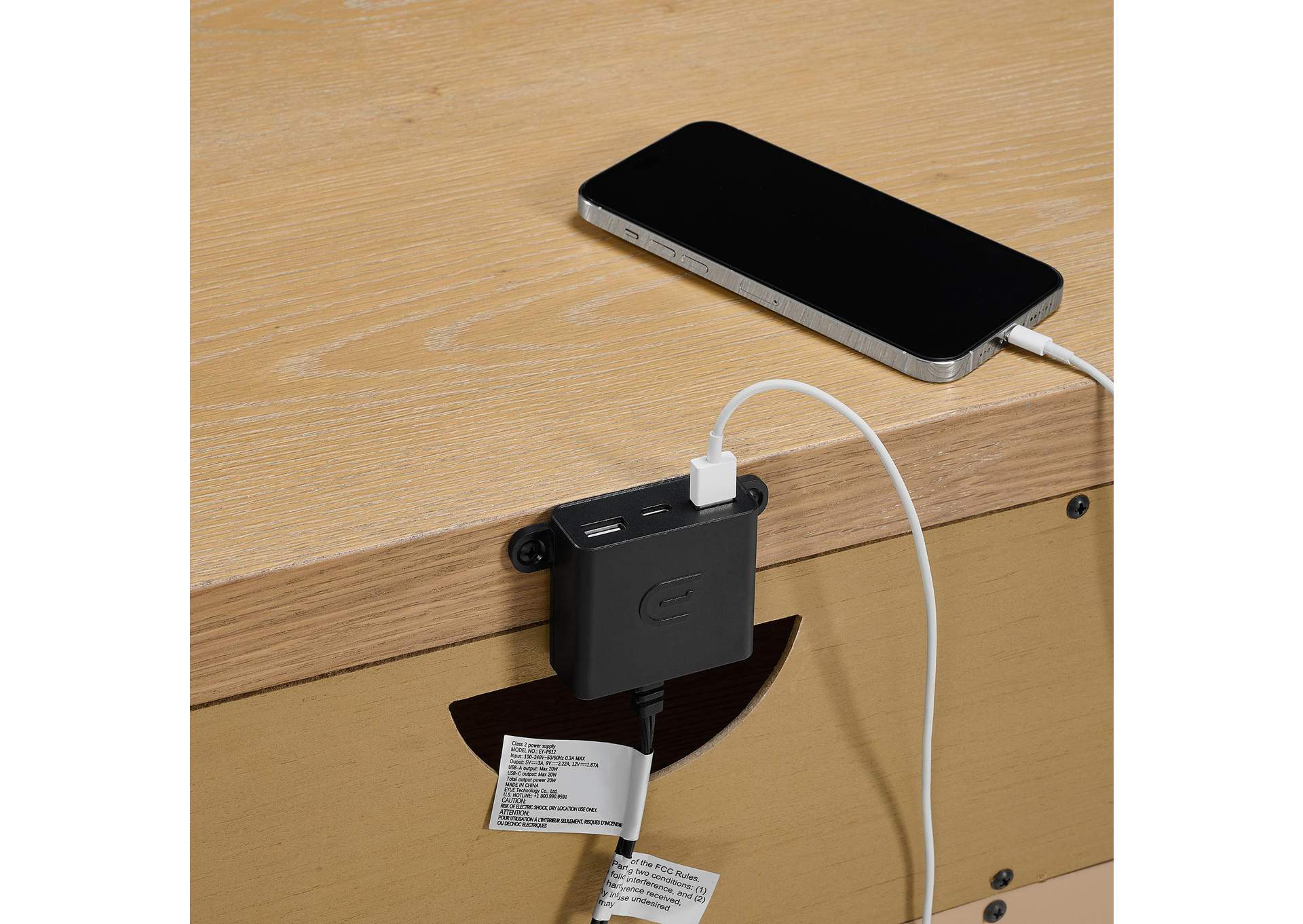 Island Nightstand With Usbc In Natural image 4