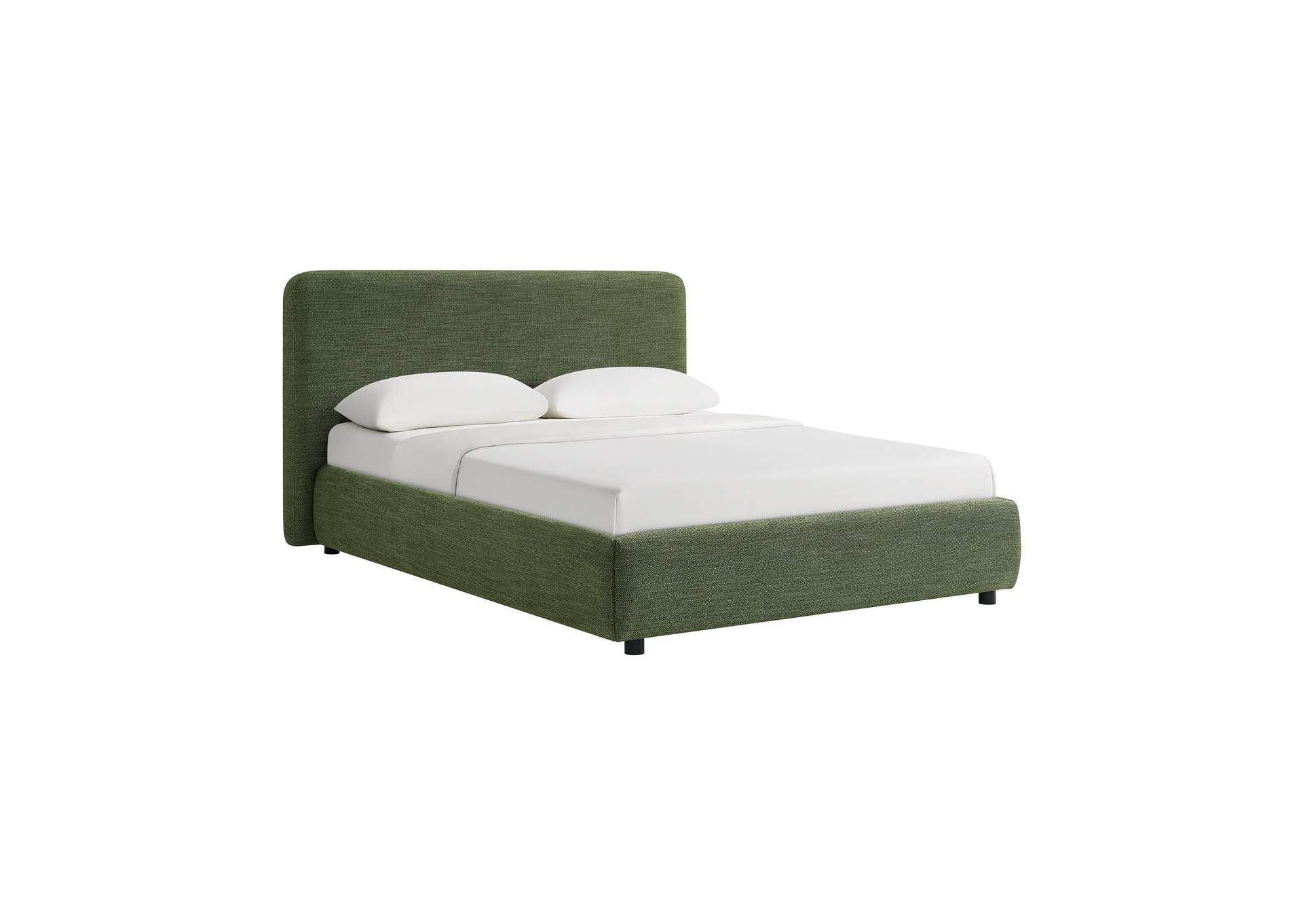 Island Queen Upholstery Panel Bed In Noha Green Fabric image 5