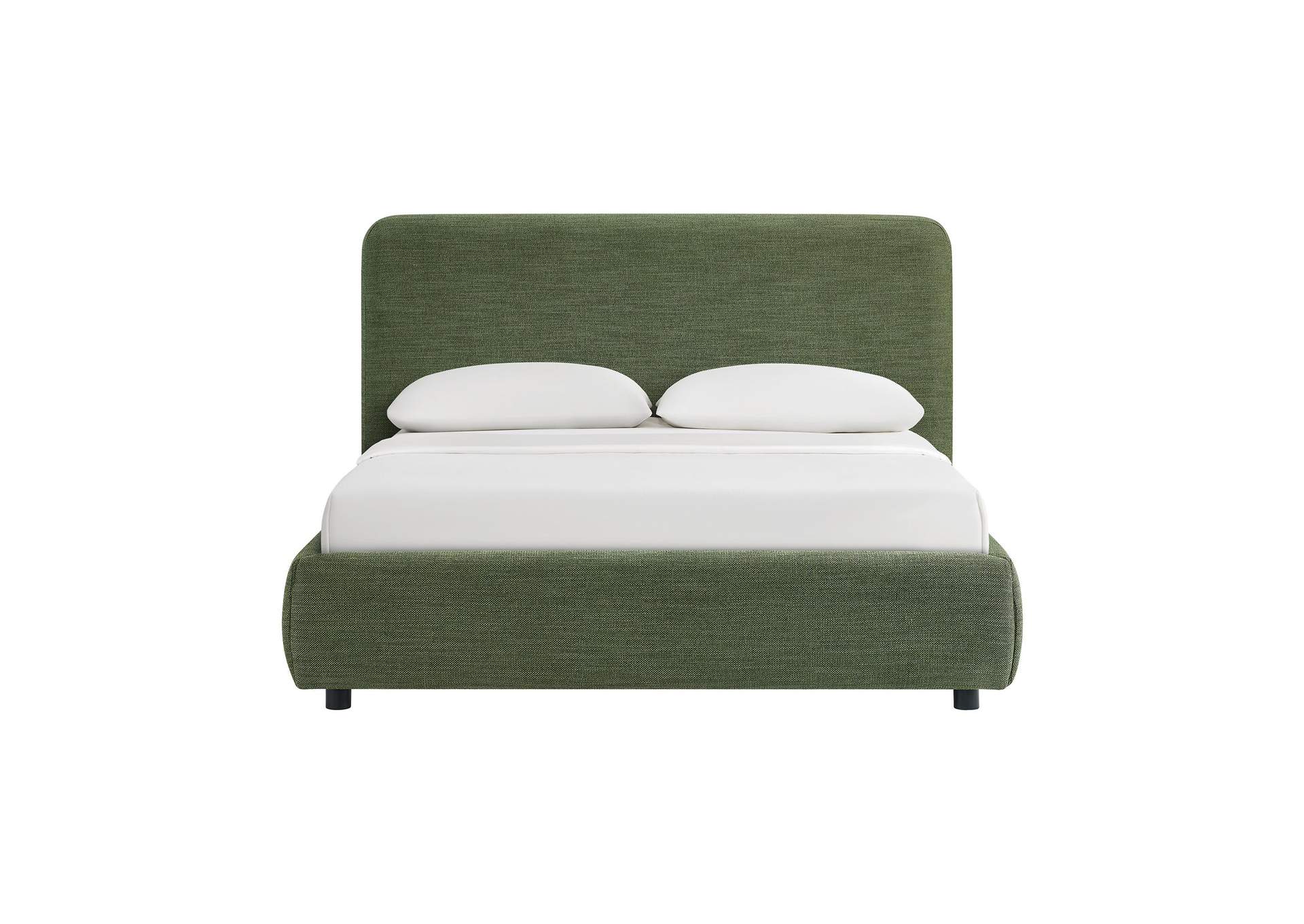 Island Queen Upholstery Panel Bed In Noha Green Fabric image 6