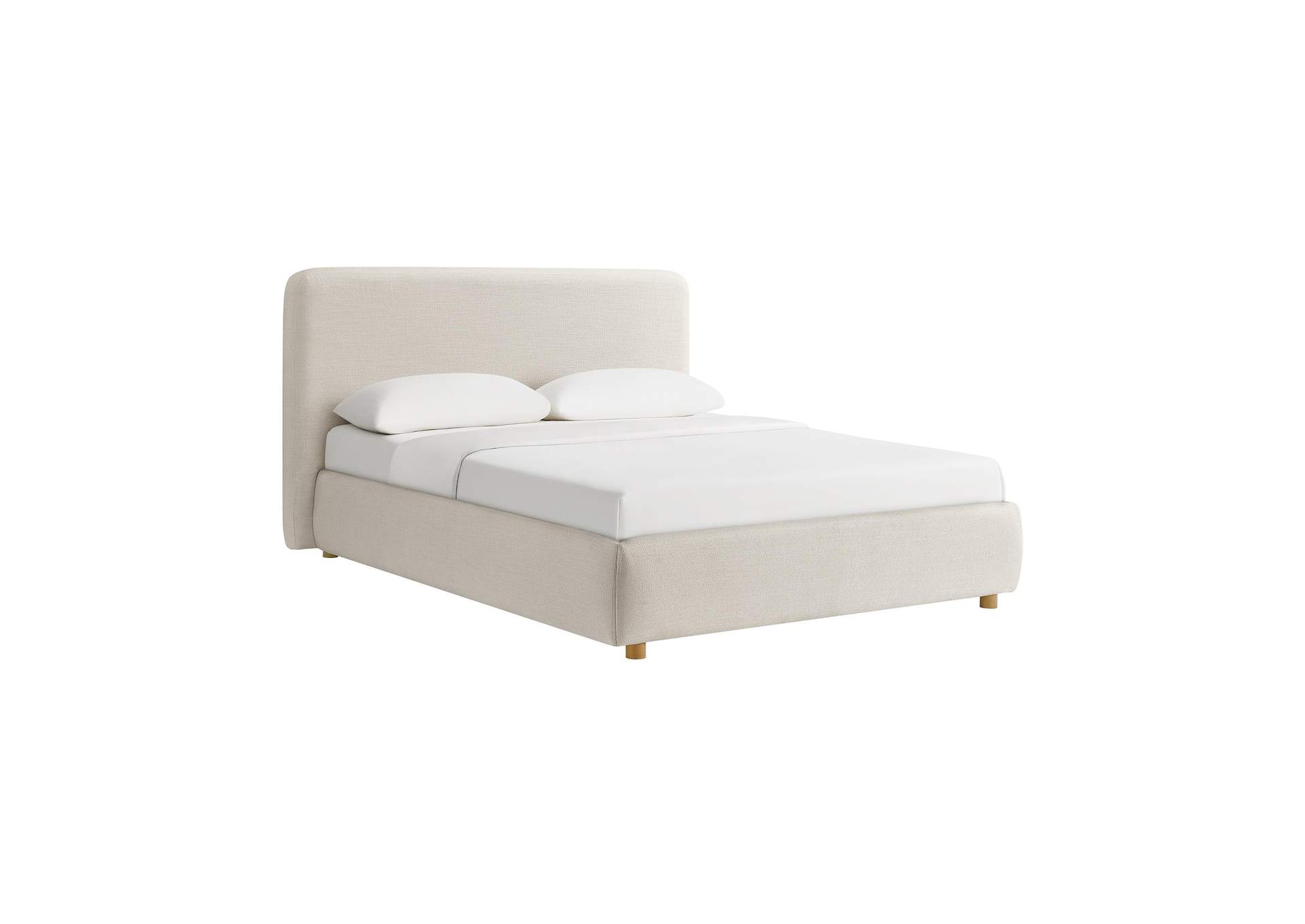 Island Queen Upholstery Panel Bed In Noha Ivory Fabric image 5
