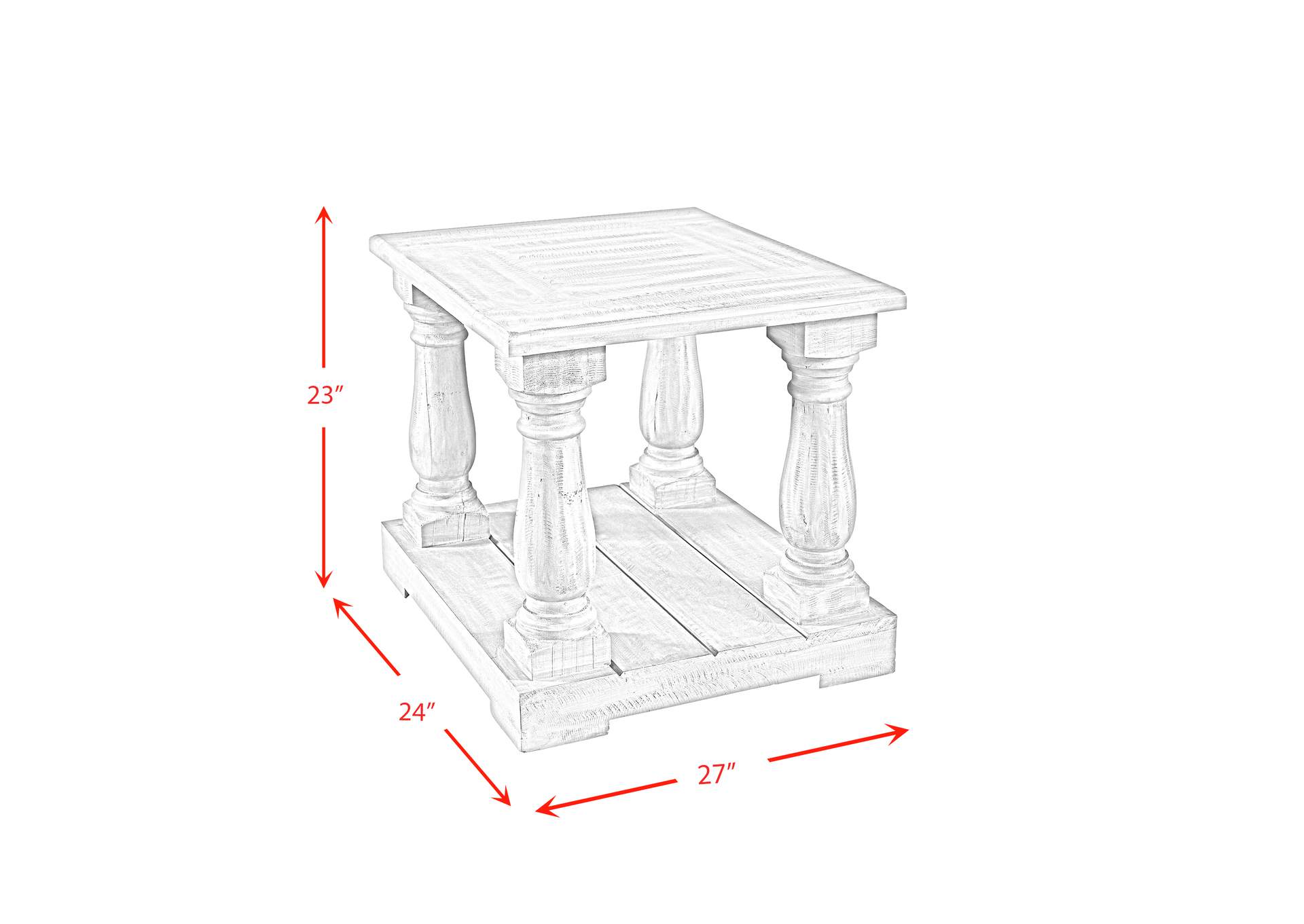 Ivan Four Pedestal End Table Smoke Grey