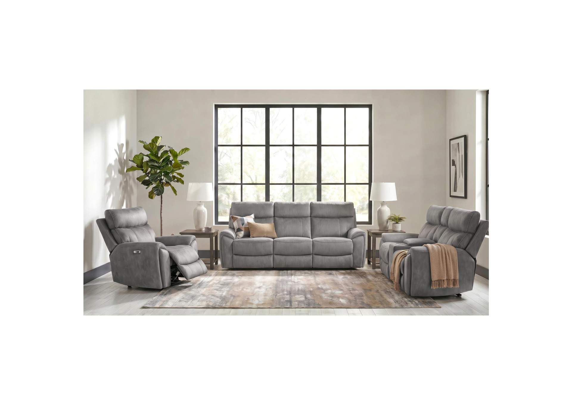 Jackpot P1 Recliner In Explore Light Grey image 1