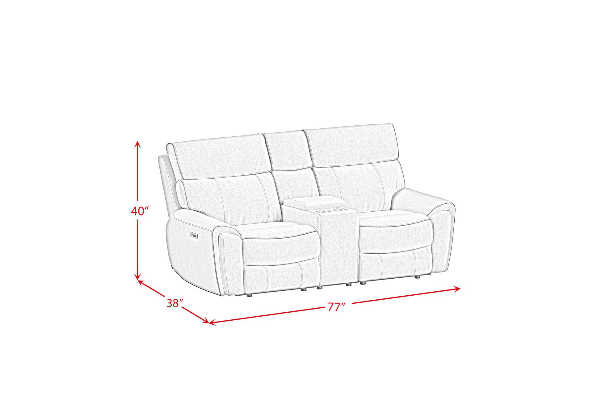 Jackpot P1 Loveseat With Console In Explore Light Grey image 7