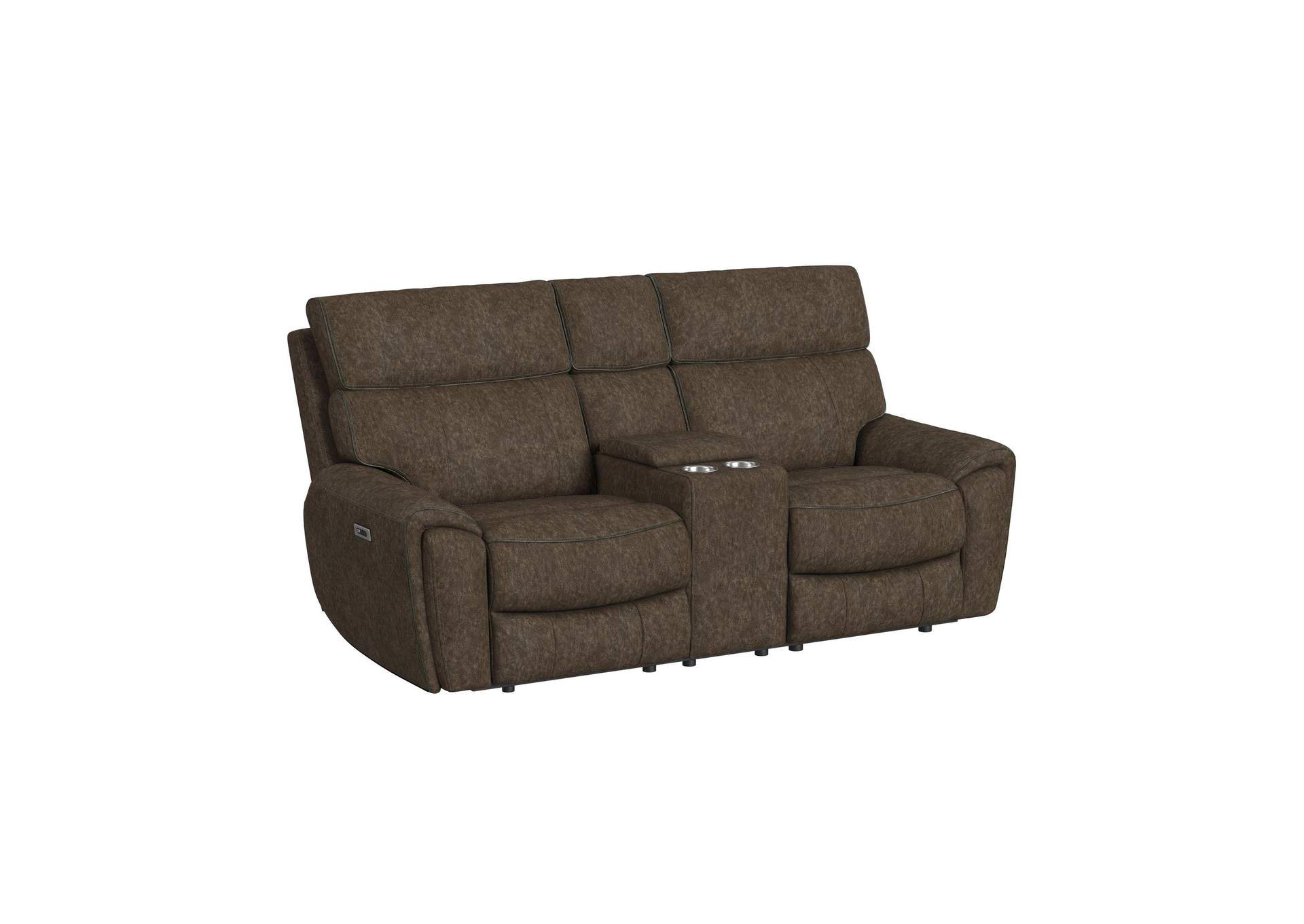 Jackpot P1 Loveseat With Console In Explore Chocolate image 3
