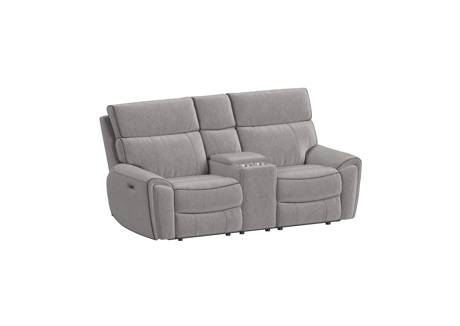 Jackpot P1 Loveseat With Console In Explore Light Grey image 8